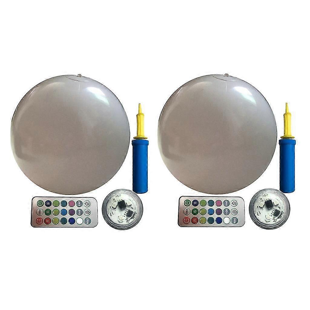 2x Inflatable Glowing LED Pool Beach Balls for Swimming Pool Garden