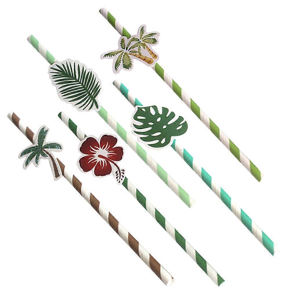 Luau Party Supplies Palm Tree Straws For Beverages Pool Party All Ages 50Pcs