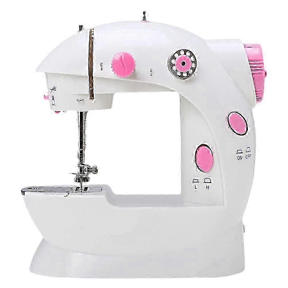 Mini Stitch Sewing Machine Portable Sewing Machine Auto Winding Mending Machine with Light with UK Plug (Pink)