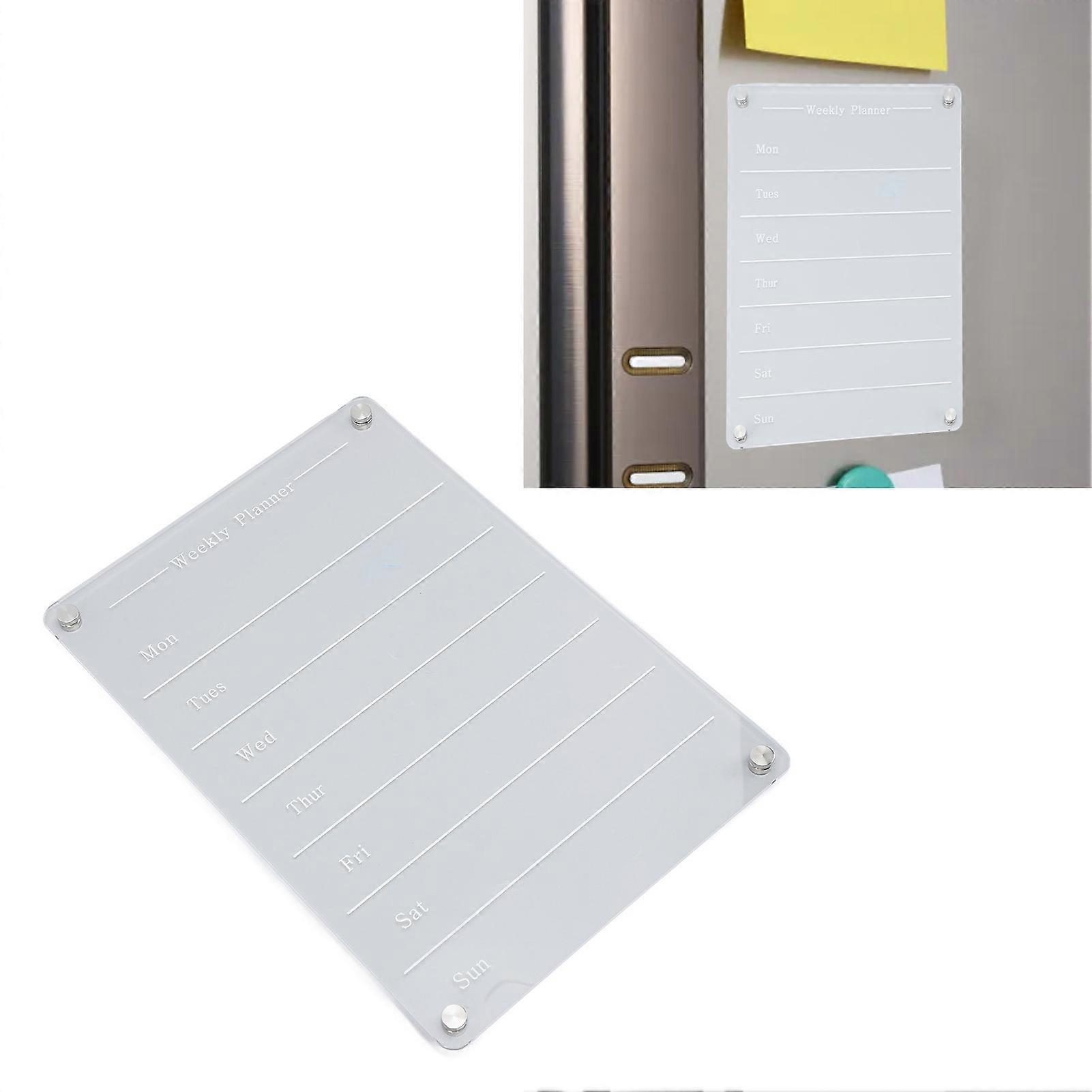 Clear Calendar Planning Board Reusable Magnetic Acrylic Wet Dry Erase Board for Refrigerator Weekly Schedule