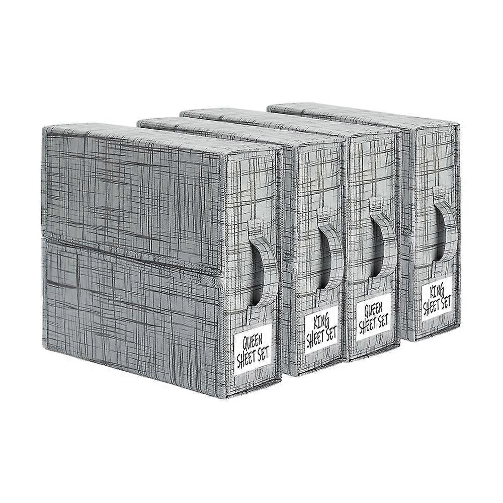 4pcs Bed Sheet Set Organizer Foldable Sheets Storage Box with Convenient Handle