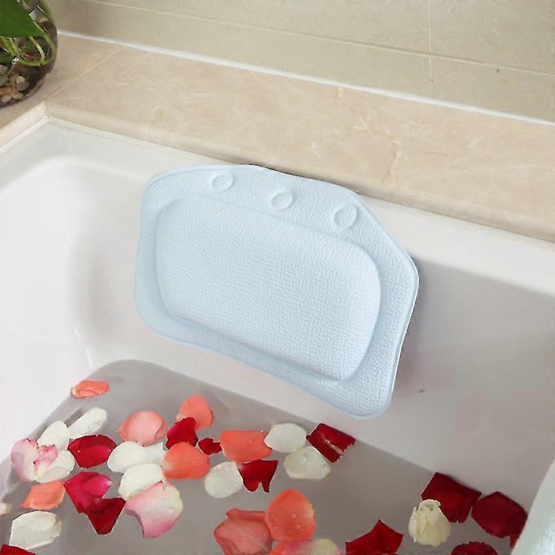 Bathtub Pillow with Suction Cup, Waterproof Neck and Shoulder Protector for Any Size Bathtub, Blue