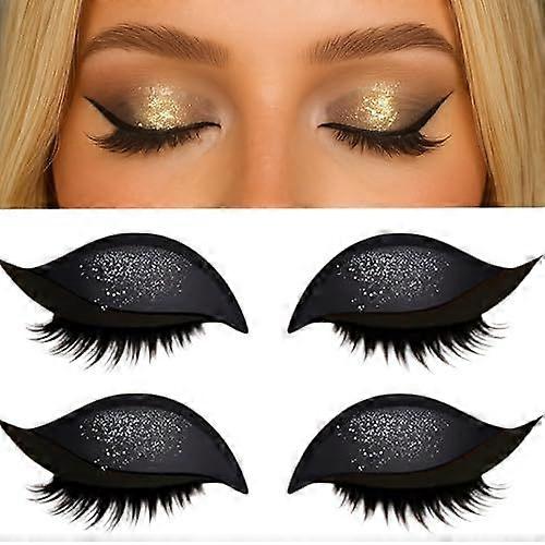 2 Pairs Lazy Eye Shadow Eyelash Patch, 2025 New Eyeshadow Eyelash Stickers, 3-in-1 Self-Adhesive Reusable Fast Eye Makeup Stickers with False Lashes,