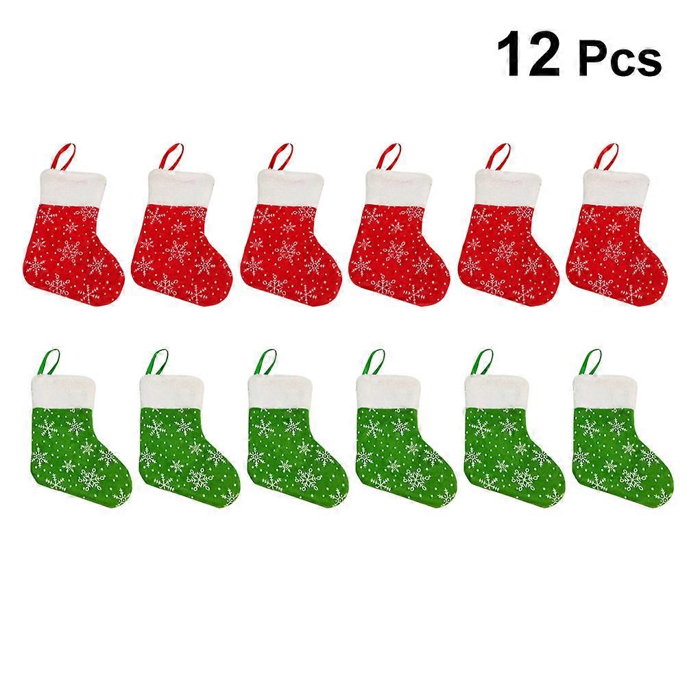 Holiday Stocking Red and Christmas Party Decoration 12Pcs