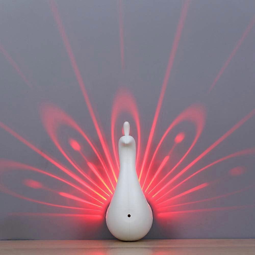 Peacock Wall Light LED Lamp with Remote Control, Dimmable 7-Color Atmosphere Projector for Kids Room and Living Room (White)