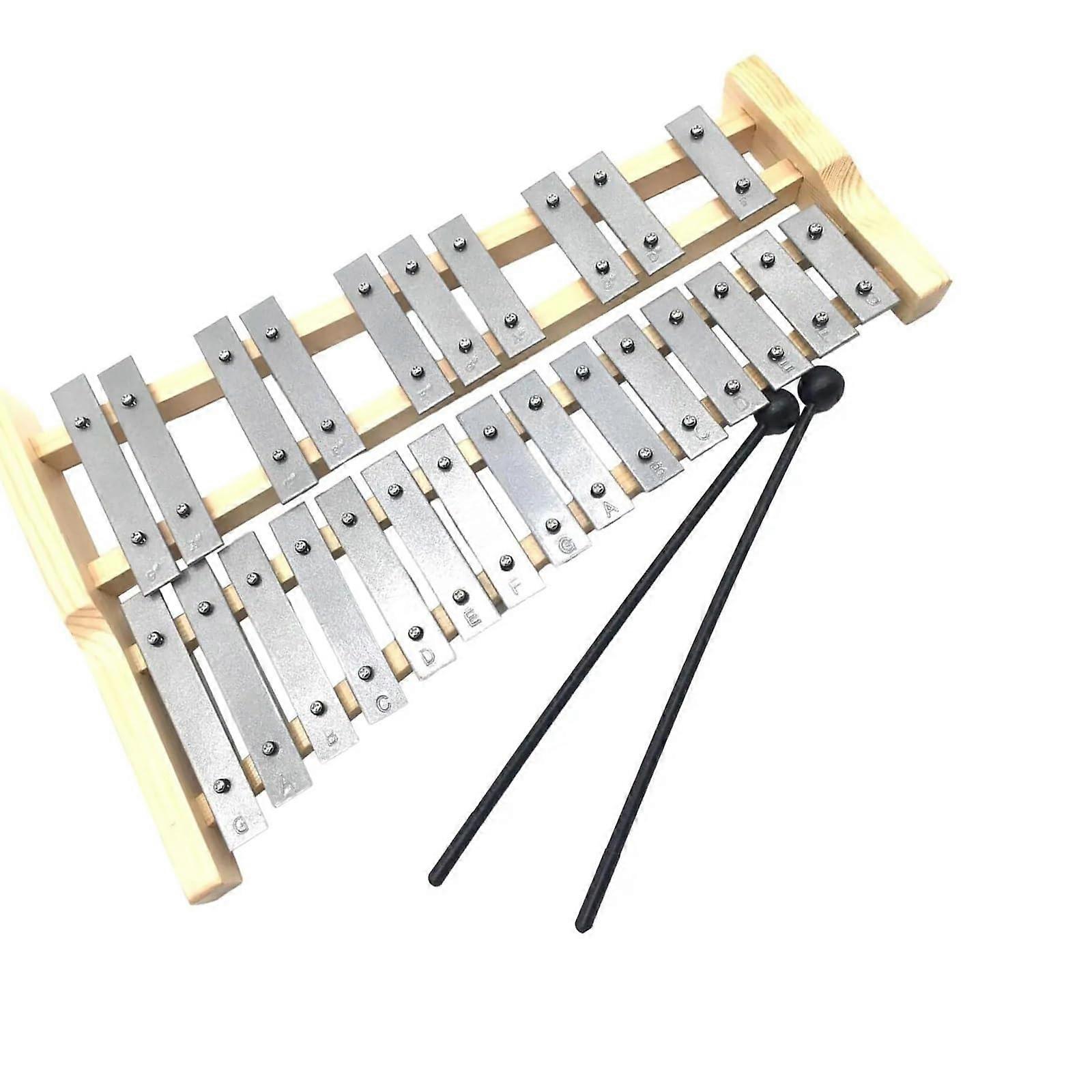 Aluminum Xylophone with Wooden Frame, Portable Professional Compact, Gift for Beginners, 25Note Glockenspiel