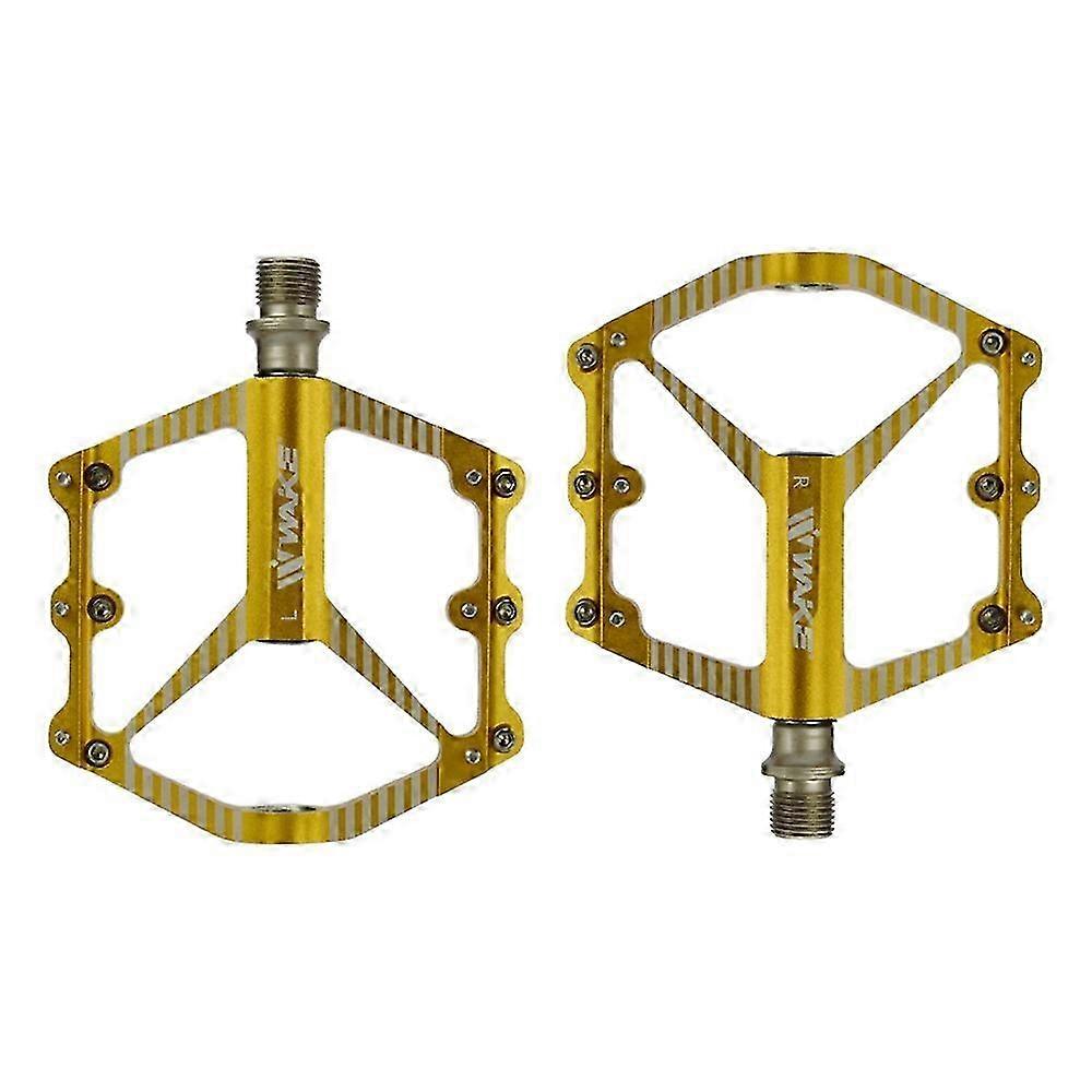Lightweight Aluminium Alloy Bicycle Pedals with Bearings Platform - Golden Color