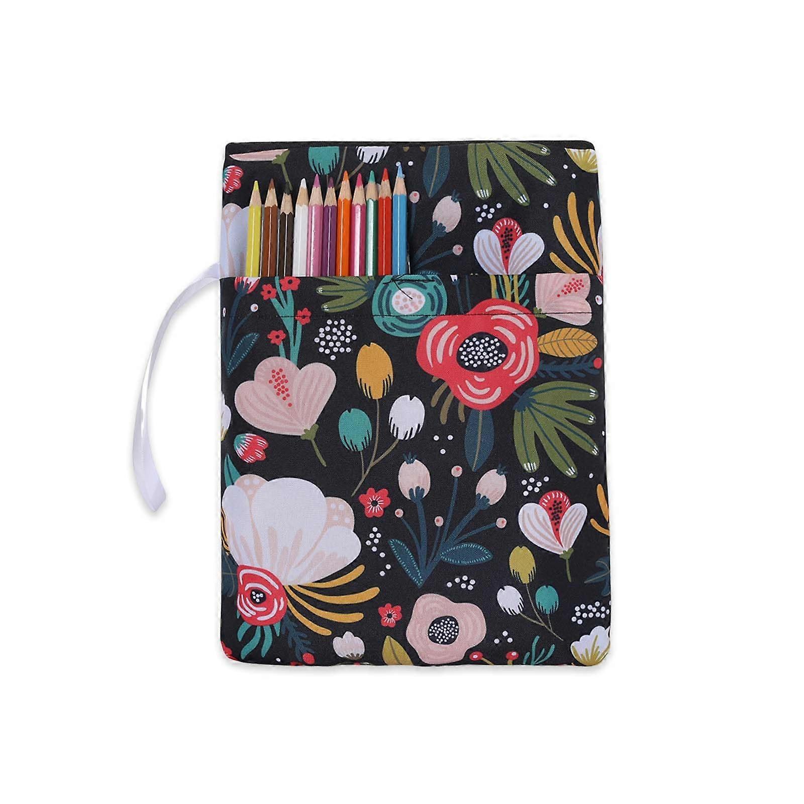Notebook Cover for Book Lovers, Washable Fabric with Zip, Flower Design, 28 cm Height x 21 cm Width