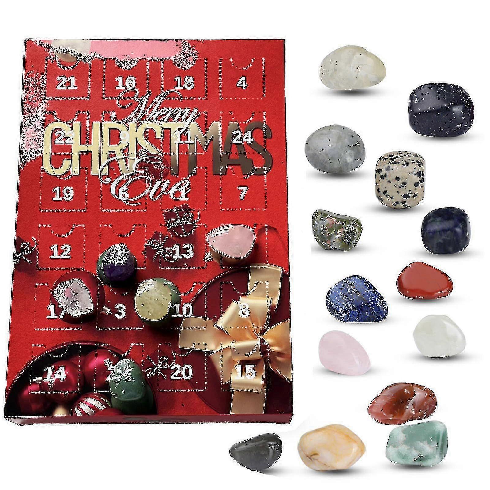 2023 Crystal Advent Calendar, 24 Pcs Collection of Rocks, Minerals, Gemstones and Crystals for Learning