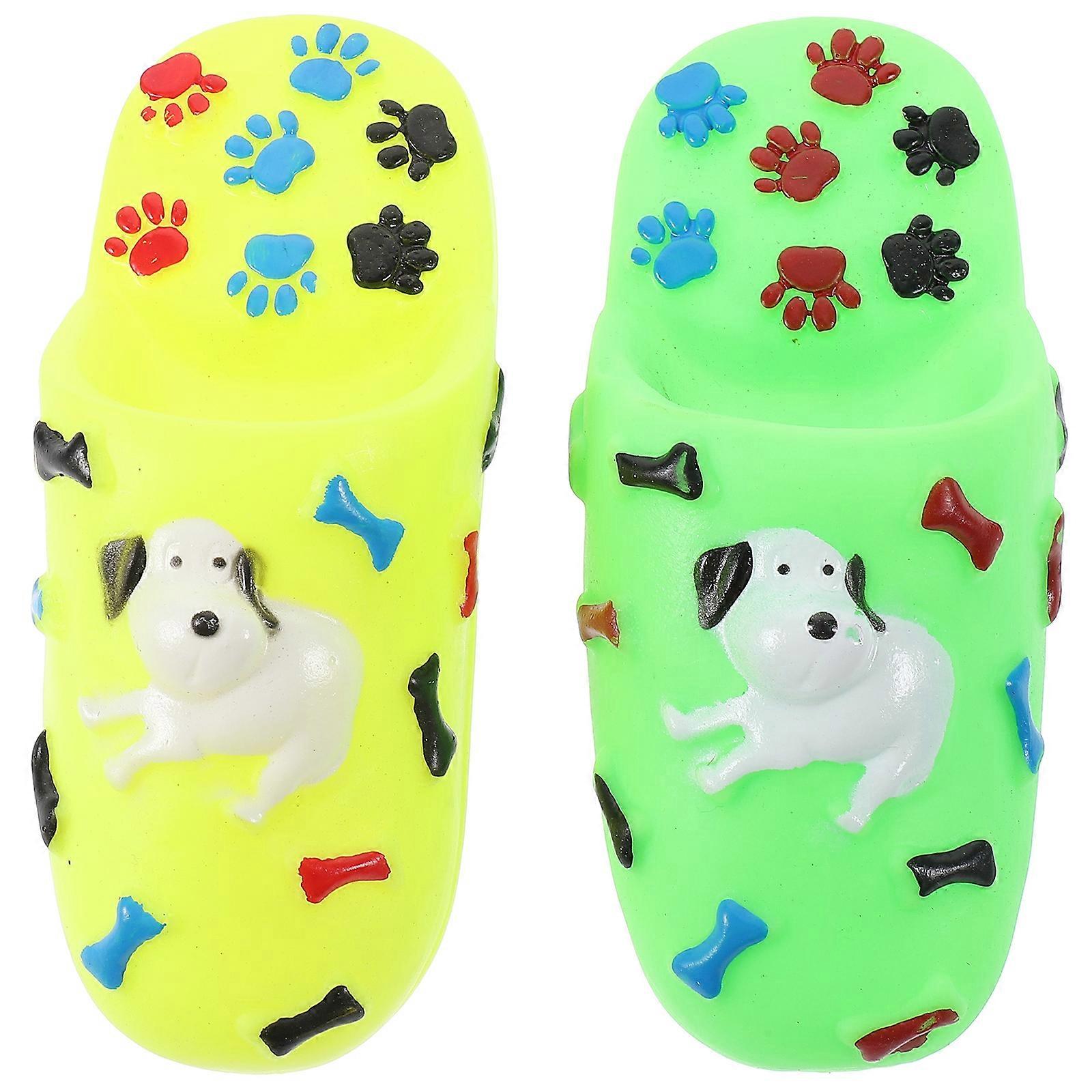 Pantoufle en caoutchouc Jouet pour chien Jouet molaire Jouet à mâcher pour chien chiot 2Pcs
