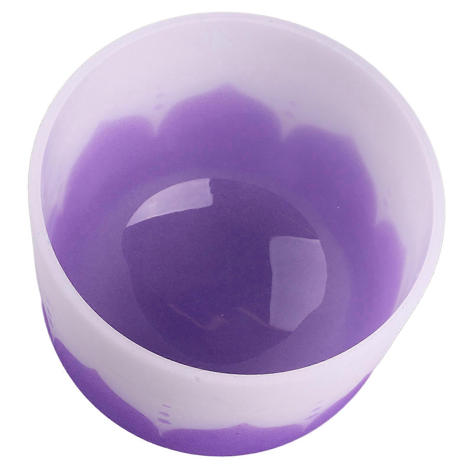 Crystal Singing Bowl Color Flower Pattern Matte Quartz Singing Bowl for Sound Healing Meditation Purple B Note 