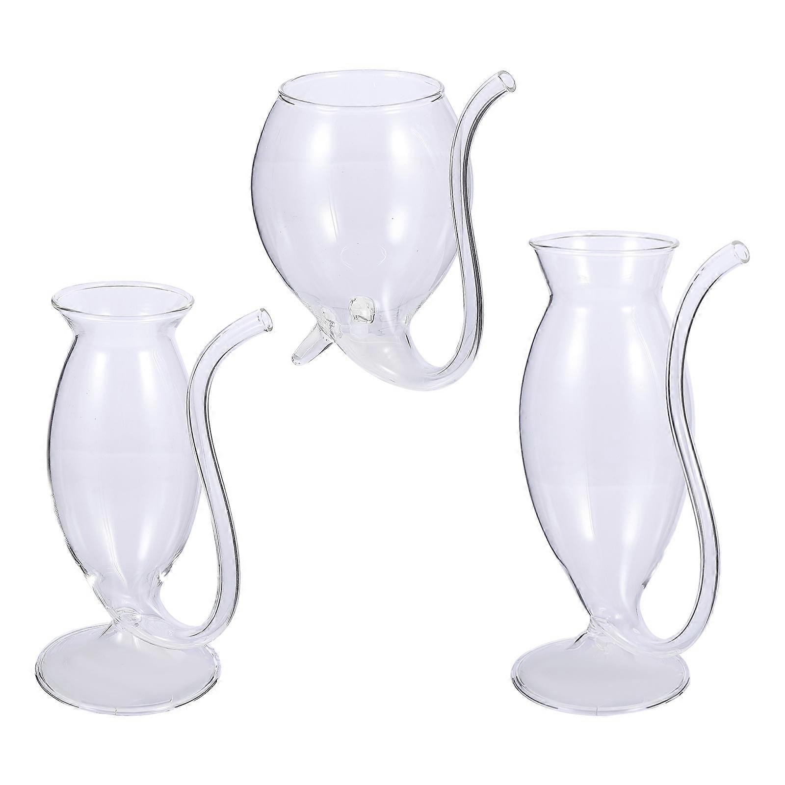 Glass Goblets Table Decoration Creative Design 16.50x4.80cm 3Pcs