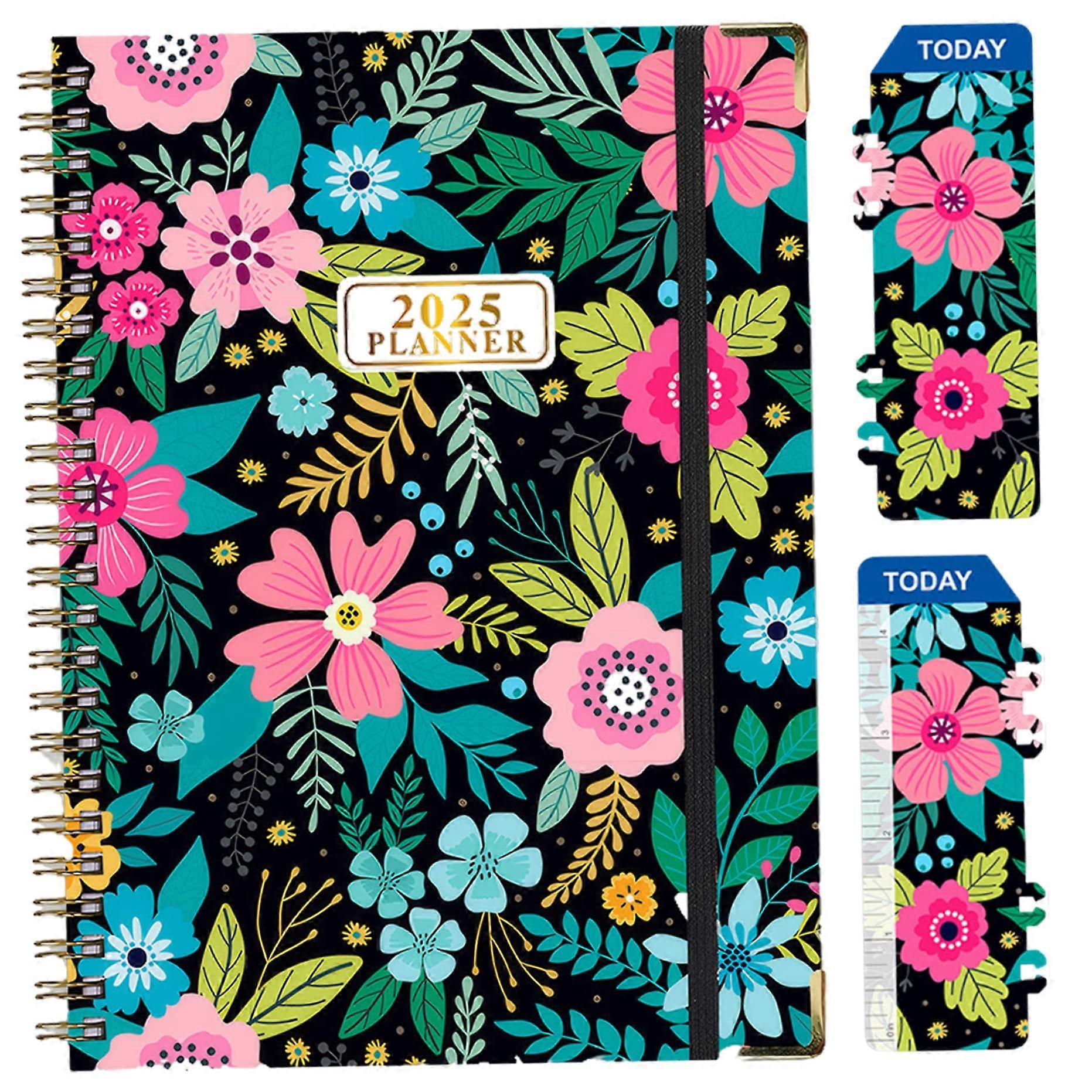 Planner , doublesided paper planner with metal coil binding, stylish rounded corners, daily with day for organization and productivity, Style 1