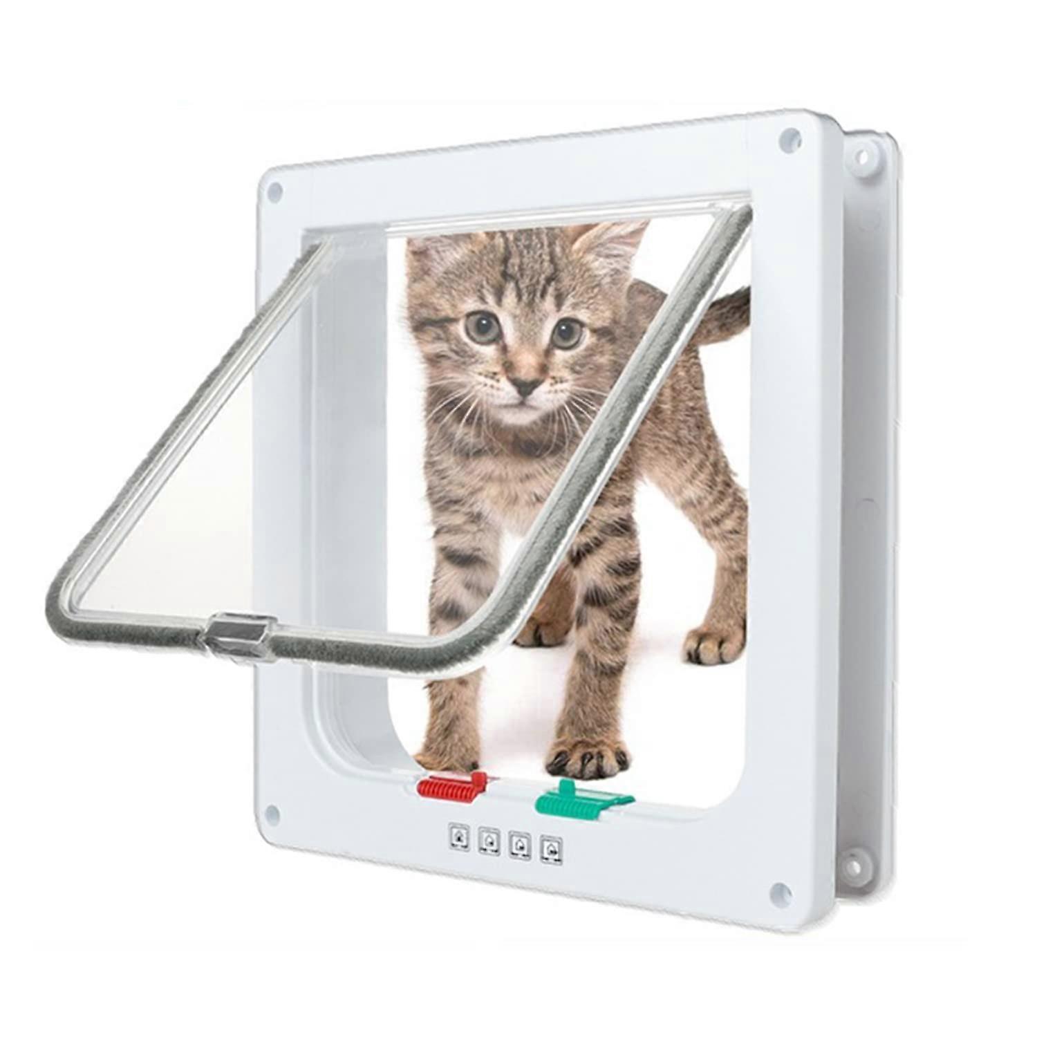 Cat Flap Dog Flap 4-Way Magnetic Closure Pet Door 20 x 19 x 5.3 cm Heavy Duty Quiet Installation Telescopic Frame
