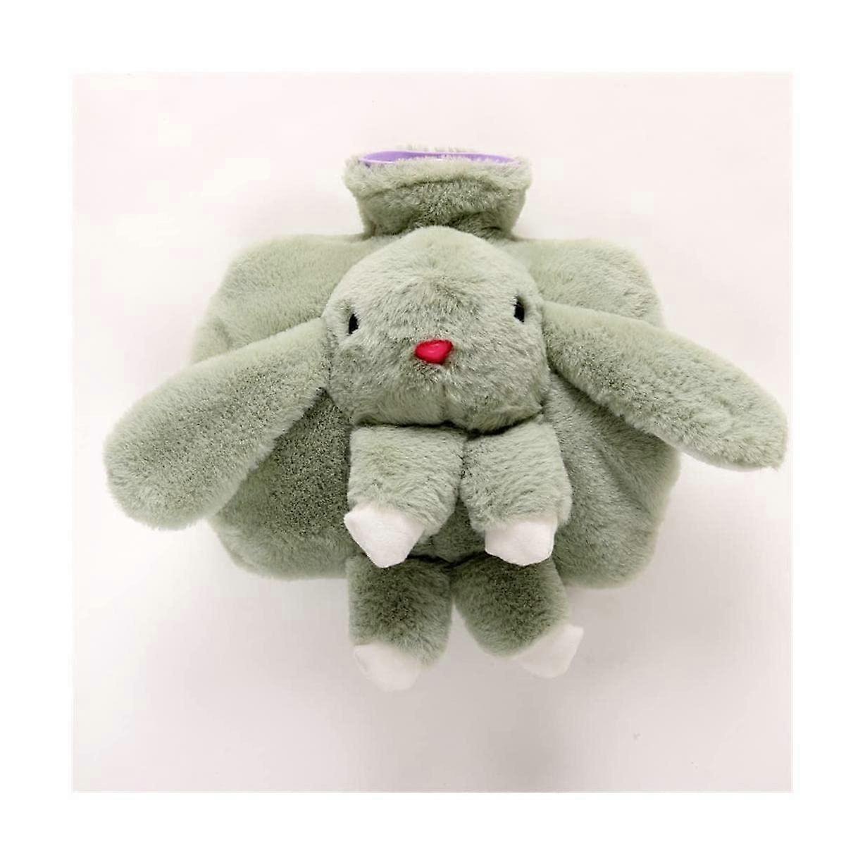 Hot Water Bottle 1800ml Large with Cute Hairy Cartoon Coat, Removable Thick PVC Insert, Portable Heat Pack