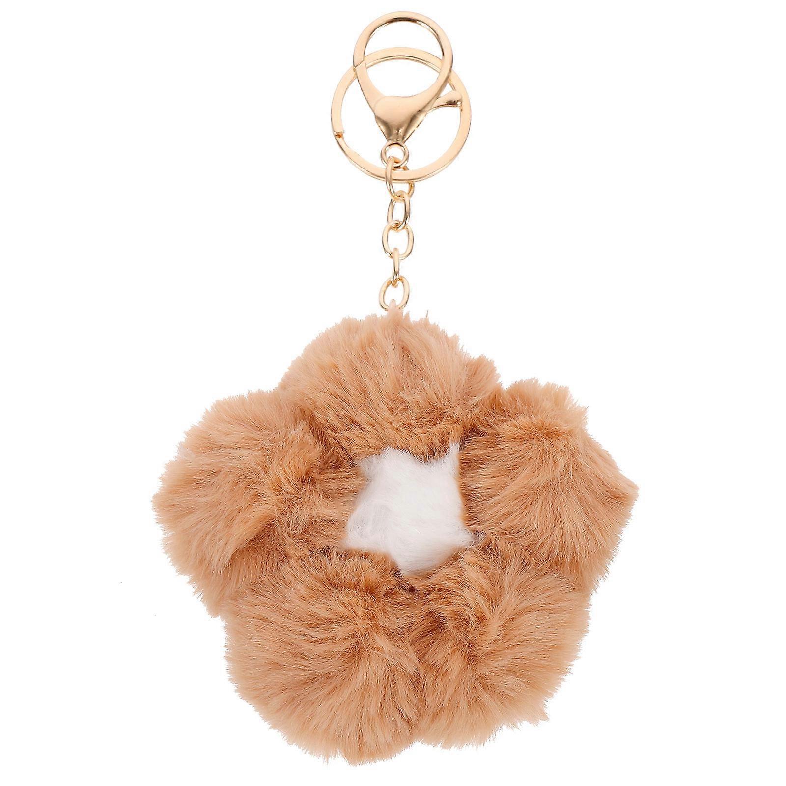 Faux Pom Pom Flower Keychain Charm with Lobster Clasp for Bags, Handbags, and Backpacks – Soft Fluffy Accessory for Women