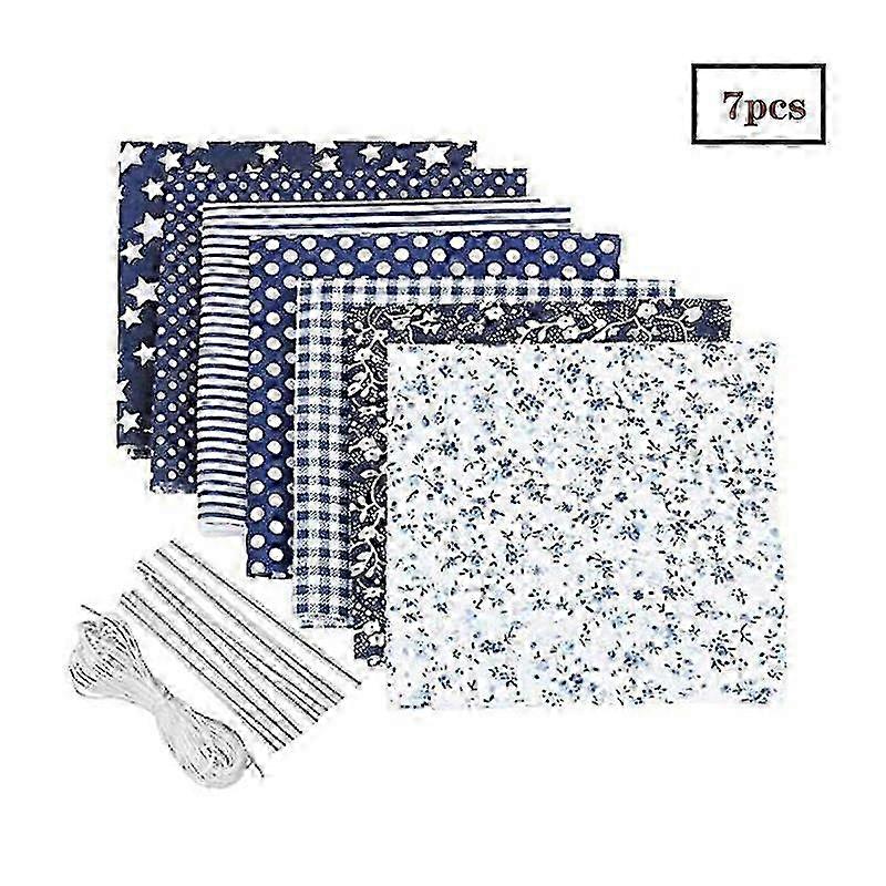 Cotton Fabric Patchwork Kit 7pcs with Elastic Rope & Nose Bracket for DIY Sewing