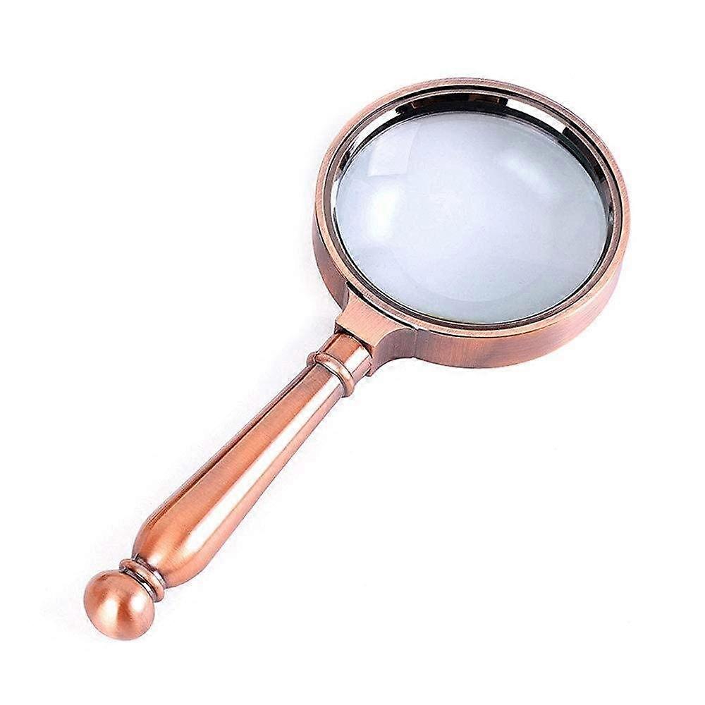 Educational Hobby Magnifier 10X HD Handheld, Retro Metal Frame, Extra Large Optical Glass Lens, Portable Reading Aid