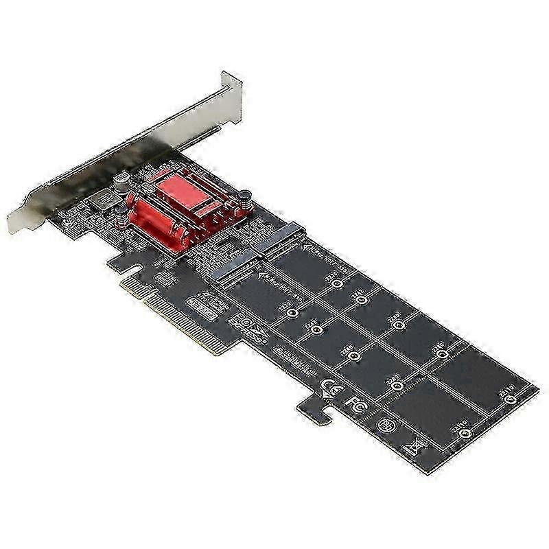 Dual NVMe PCIe Adapter,M.2 NVMe SSD to PCI-E 3.1 X8/X16 Card Support M.2 (M Key) NVMe SSD 22110/228 JP