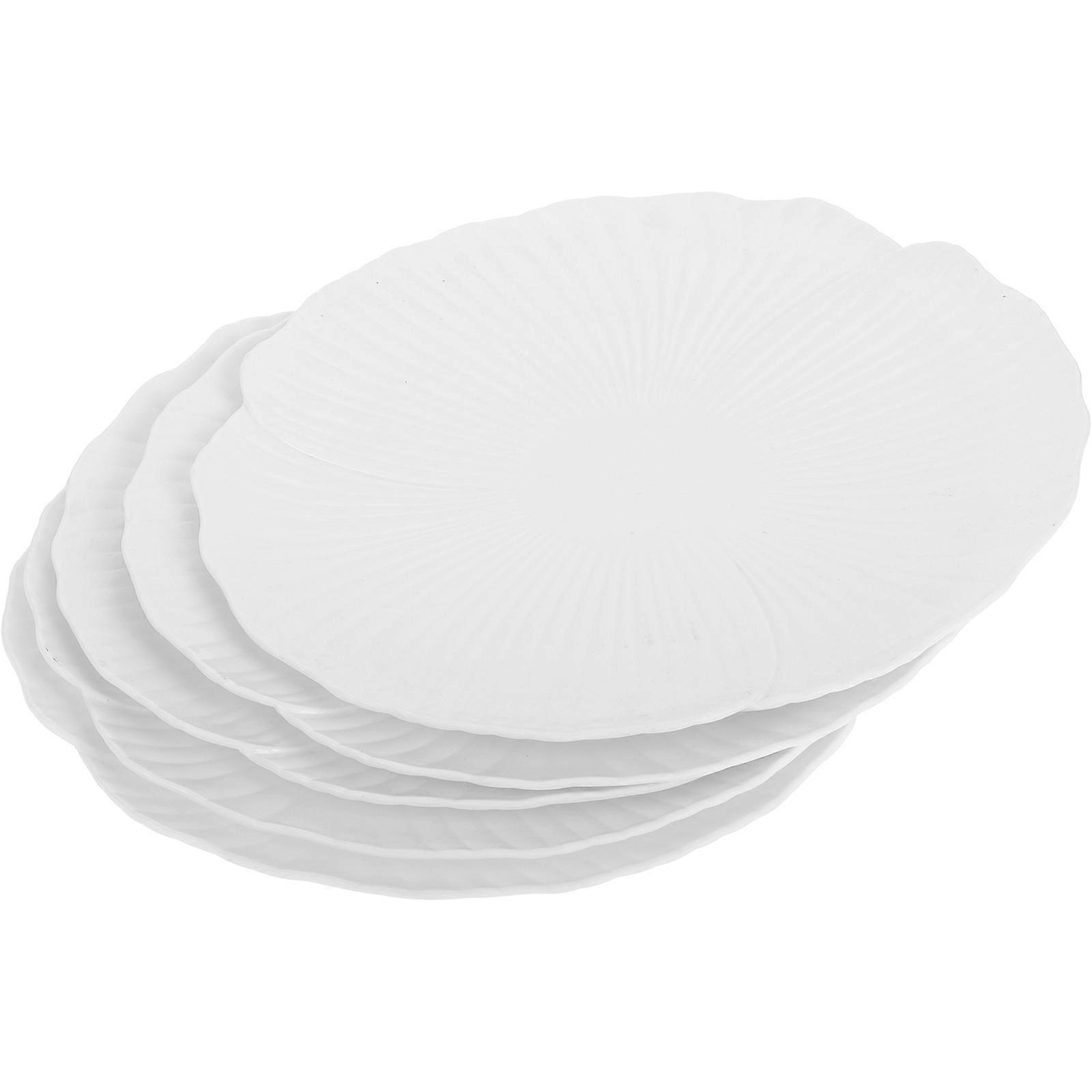 Dumpling Plate White Color 25.50X25.50X2.00CM PP Material Creative Petal Shape Multifunctional Design Home and Restaurant Use 5Pcs