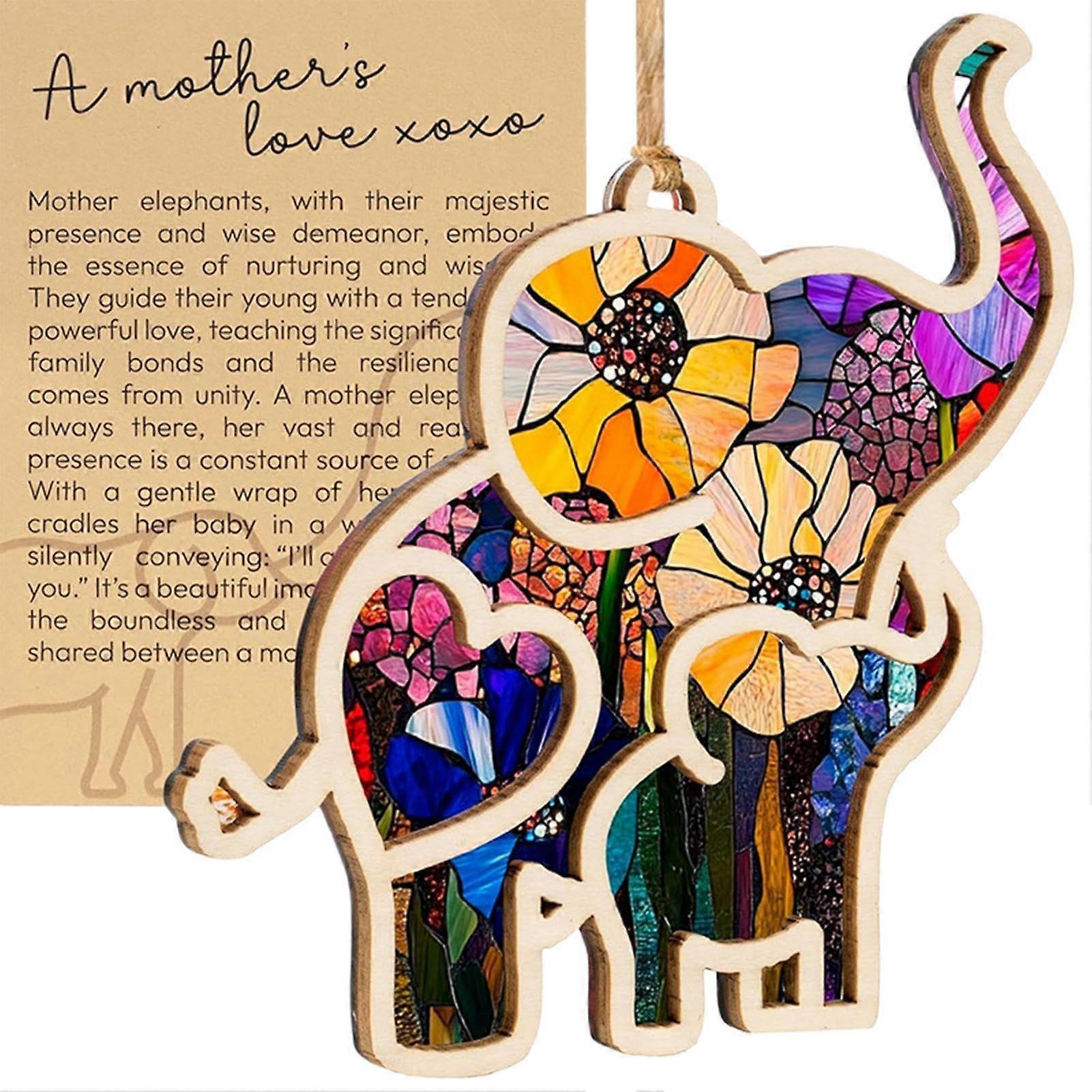 Elephant Ornament With Card - Mother's Love Story Card Keepsake For Birthday, Bedside Or Bookshelf