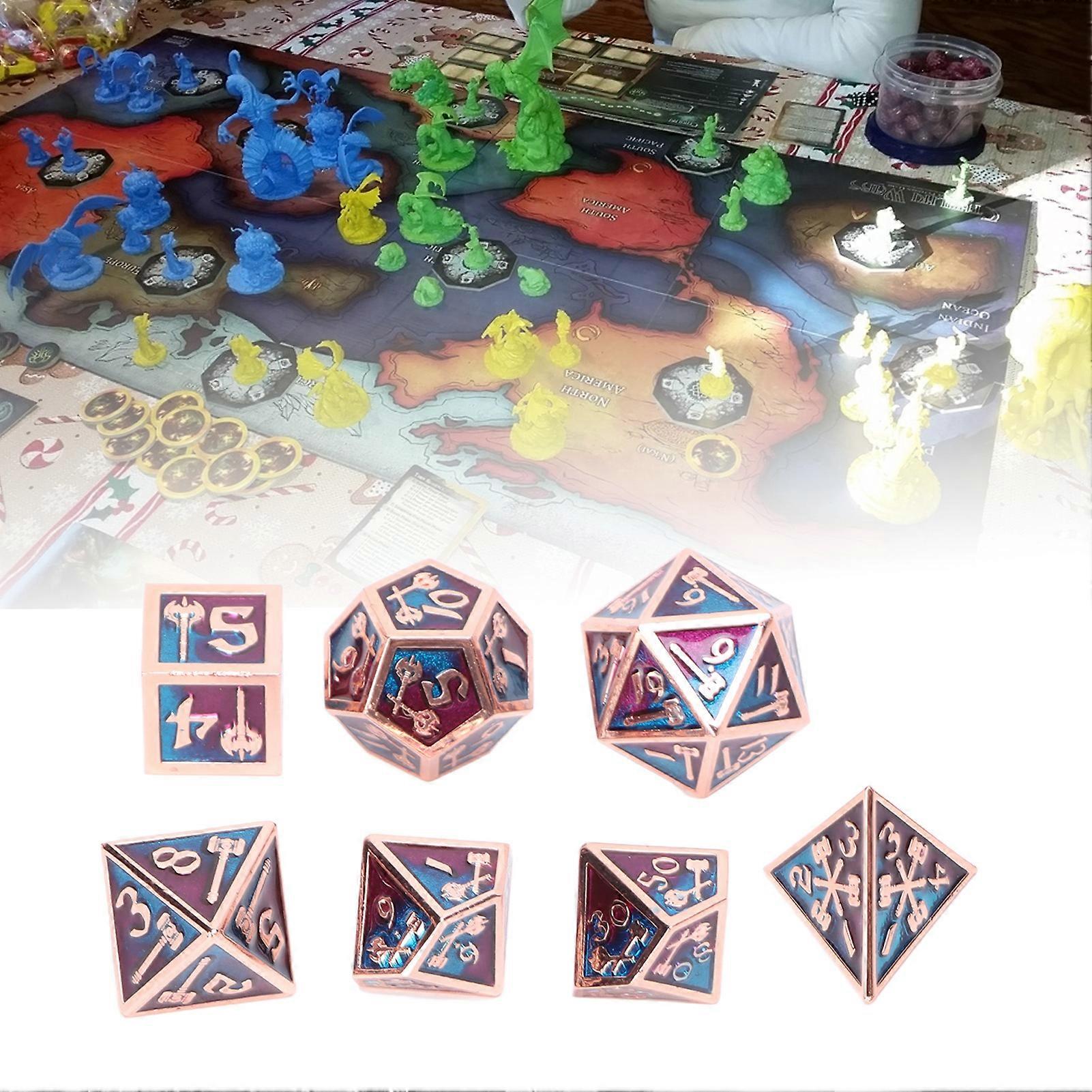 7Pcs Metal Polyhedral Dice Set RPG Card Games Odorless Table Game Gear Dice for Table Games Accessory Type 2 