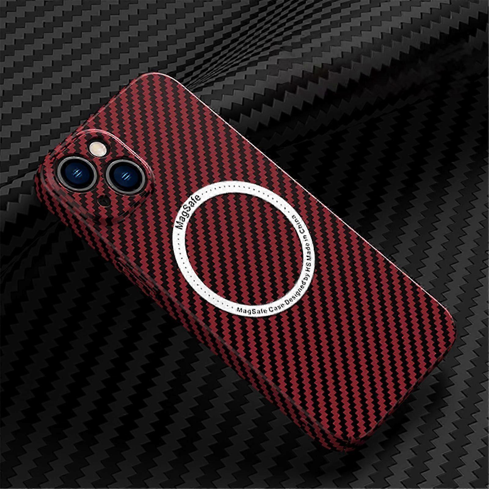 Carbon Fiber Protector Case for iPhone 15, Support Wireless Charging Protective Case with Magnetic for iPhone 15, Military Grade Shockproof Protection