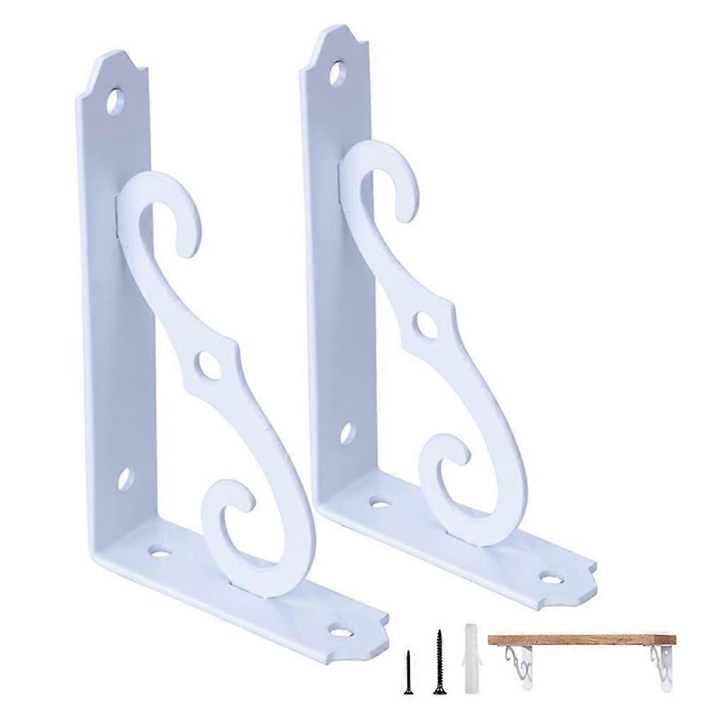 Decorative wall brackets, wall mounting, floating shelf brackets for Lshape, sturdy, white, 2 pieces 5 inch