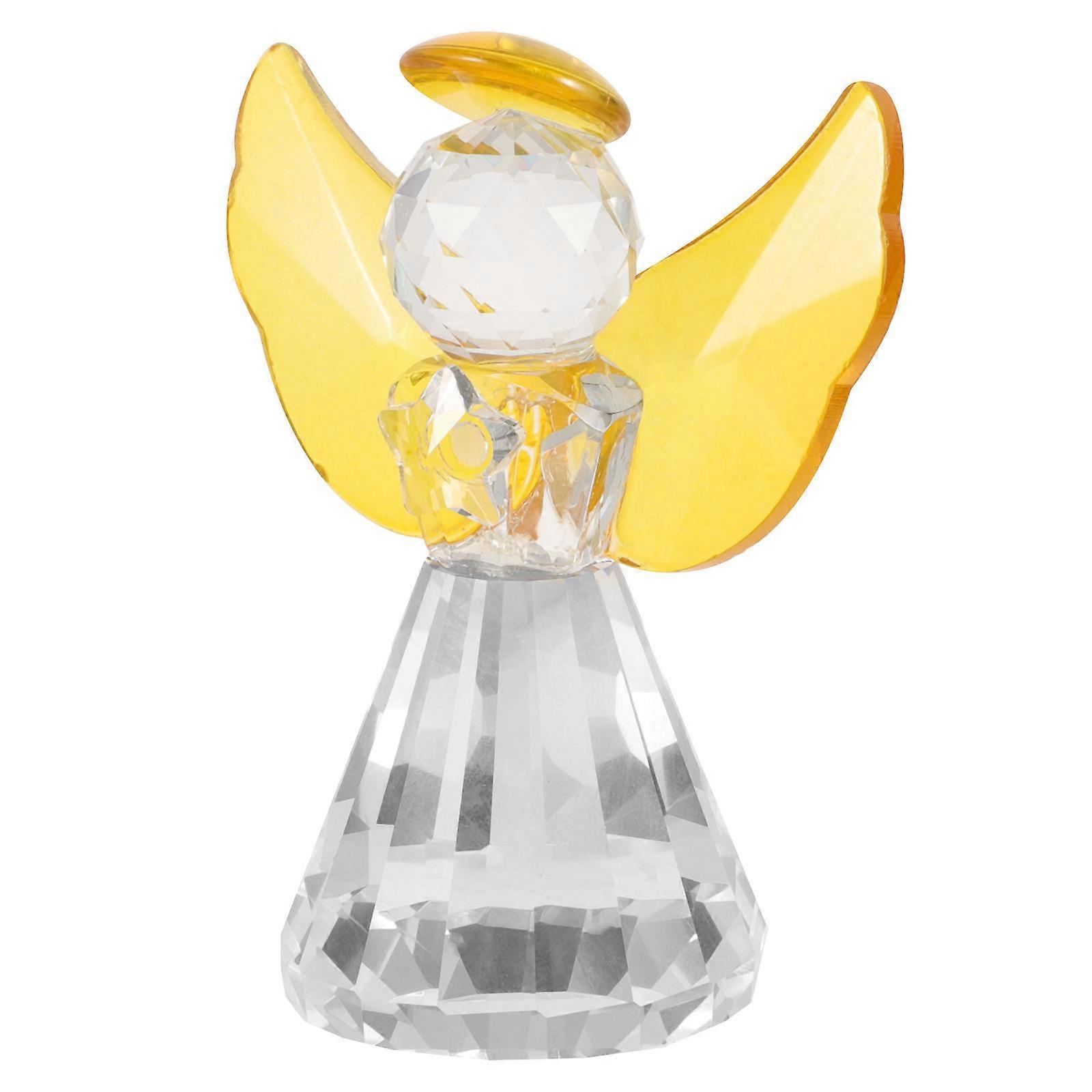 Guardian Angel Crystal Decoration Lovely Figurine Home Sculpture Transparent 3.3×2.6×1.6in 1Pcs