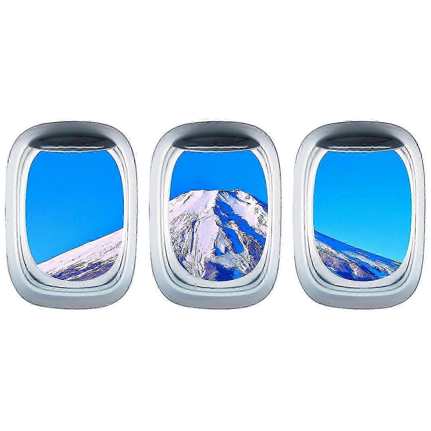 3Pcs/Set Airplane Window Decal Self Adhesive Window View Landscape Wall Decor Stickers