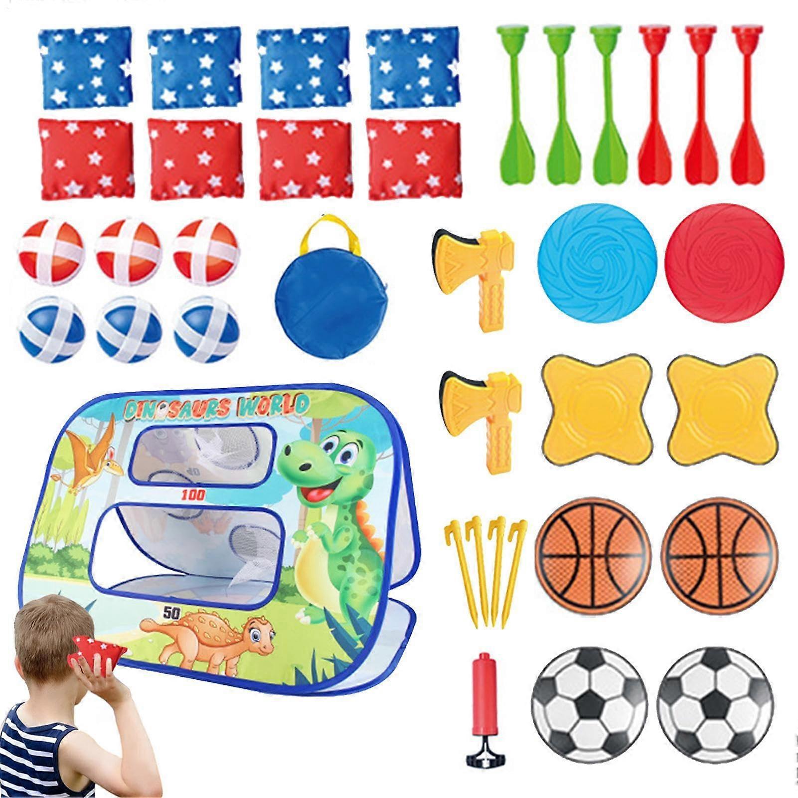 Kids Cornhole Game Set - Foldable Bean Bag Toss Board for Indoor and Outdoor Fun - Interactive Backyard Target Game
