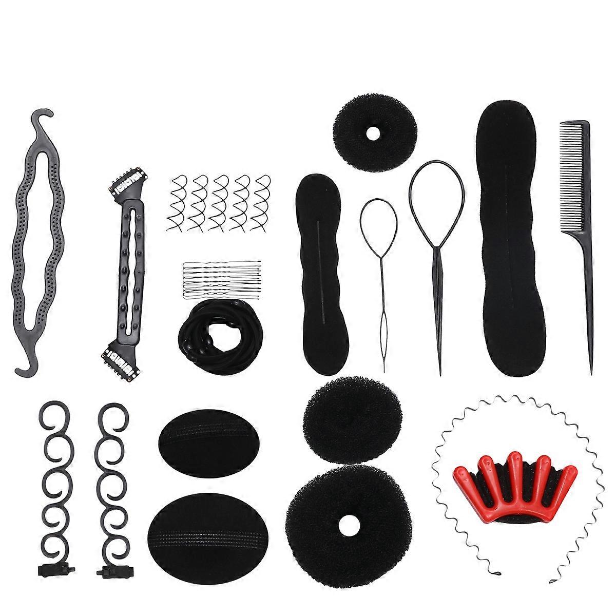 Outils de tressage de cheveux Ensemble d’accessoires pour femme Utilisation quotidienne Noir 21 5x2 5cm Coiffure 42Pcs