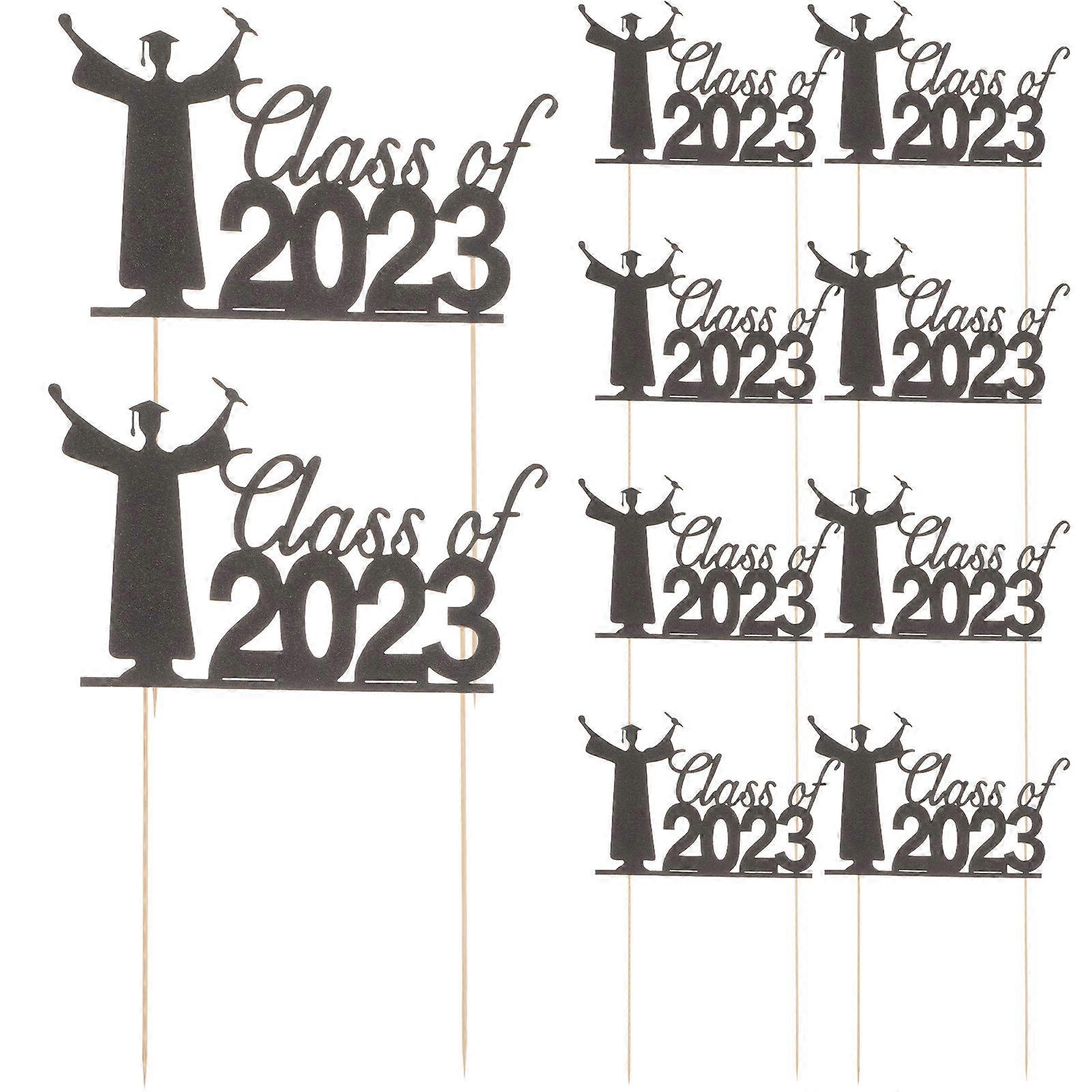 Cupcake Toppers Afstuderen Afgestudeerd Taart Toppers Afstuderen Feest Viering Zwart Papier 25x16cm 10Stuks