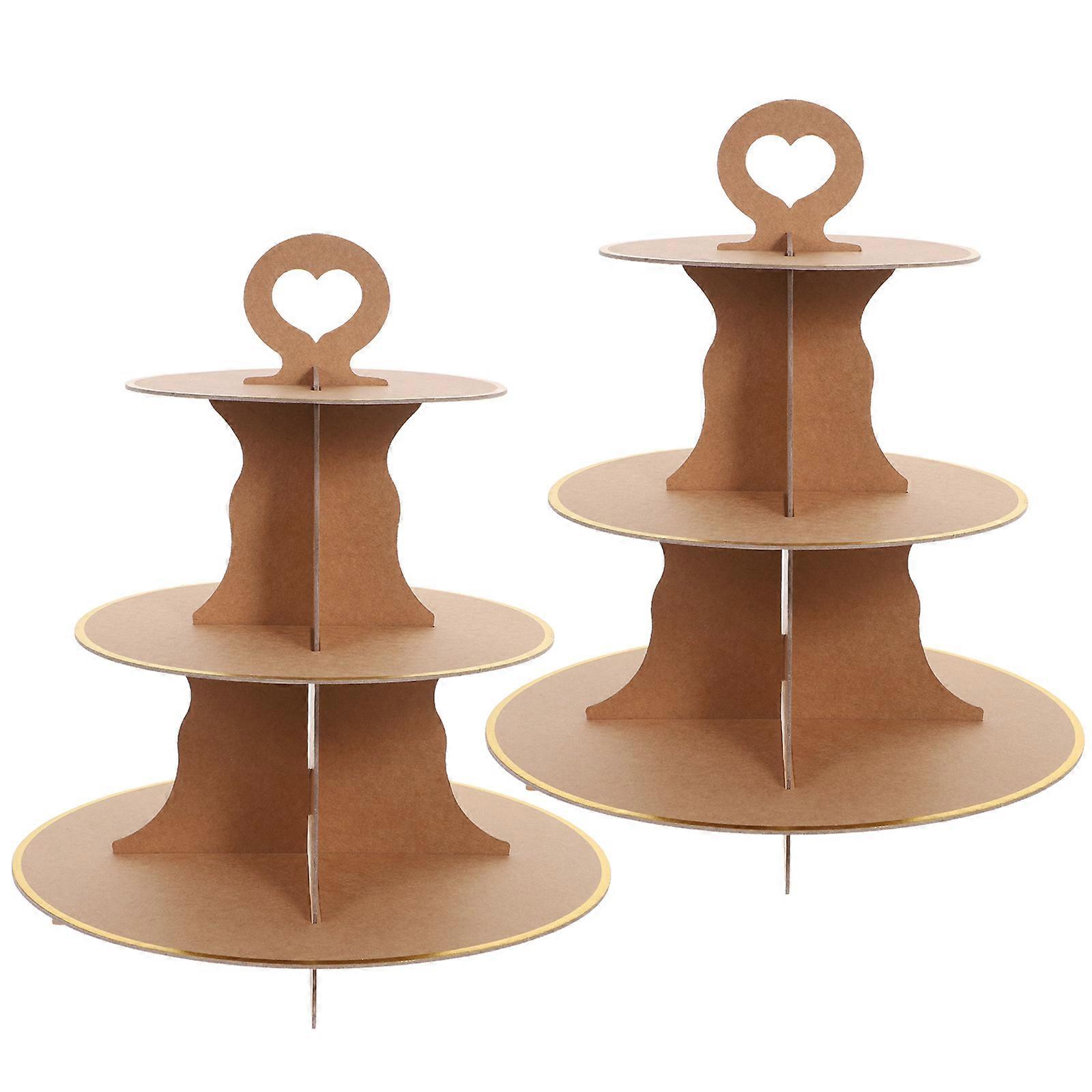 Cake Display Stand Paper Cupcake Holders Khaki For Desserts Displaying Storage 2Pcs
