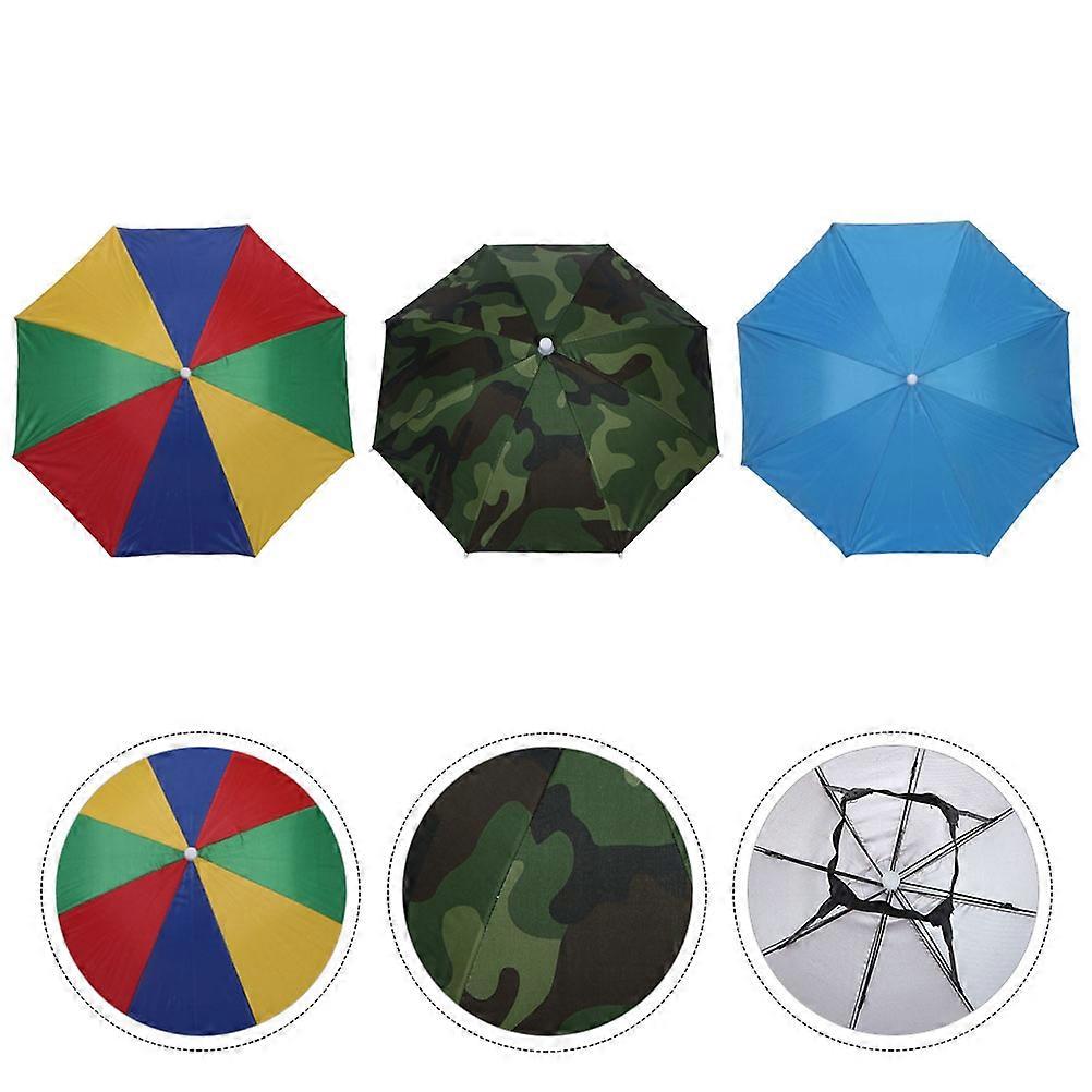 Adjustable Sun-Rain Umbrella Hat Portable Head Umbrella 70.00X70.00X20.00cm For Fishing Outdoor Activities Traveling 3Pcs