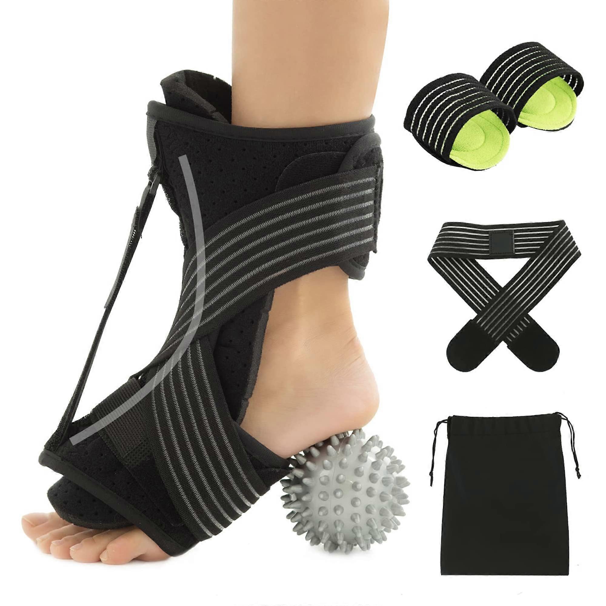 Plantar Fasciitis Relief Night Splint Set Adjustable Black Brace for Plantar Fasciitis and Achilles Tendonitis Recovery