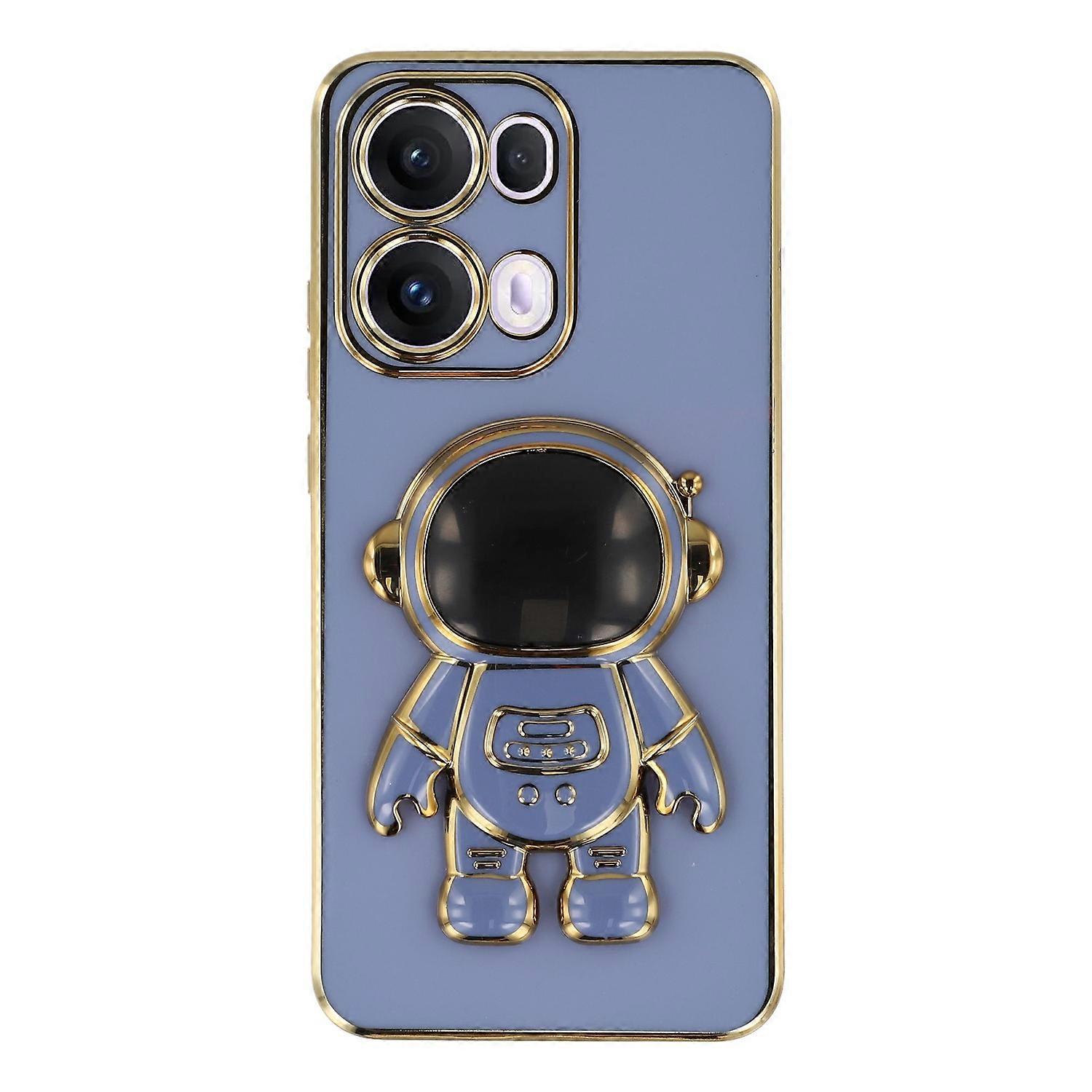 For Oppo Reno13 Pro 5G Case Electroplating Soft TPU Phone Cover with Astronaut Hidden Kickstand - Bl