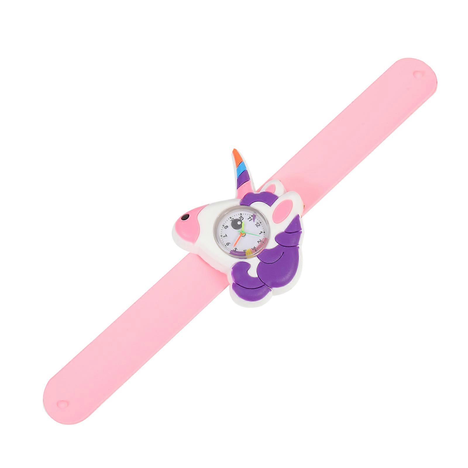 Plastic Watch Unicorn Pattern Slap Bracelet Watch for Children Daily Use Multi-Colored 22x5cm Time Telling 1 Piece