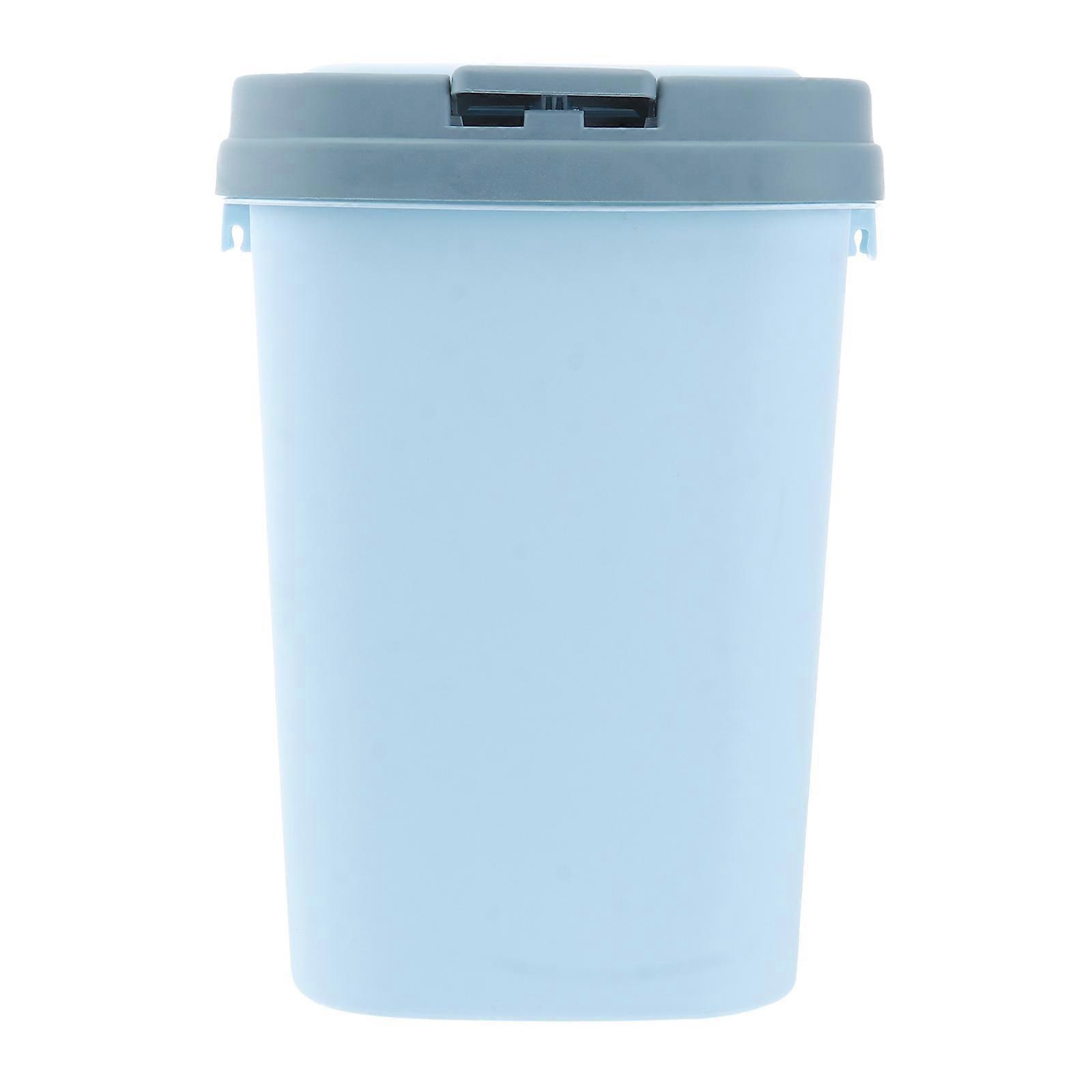 Blue Push Button Plastic Trash Can with Lid for Storage in Living Room or Kitchen Size S