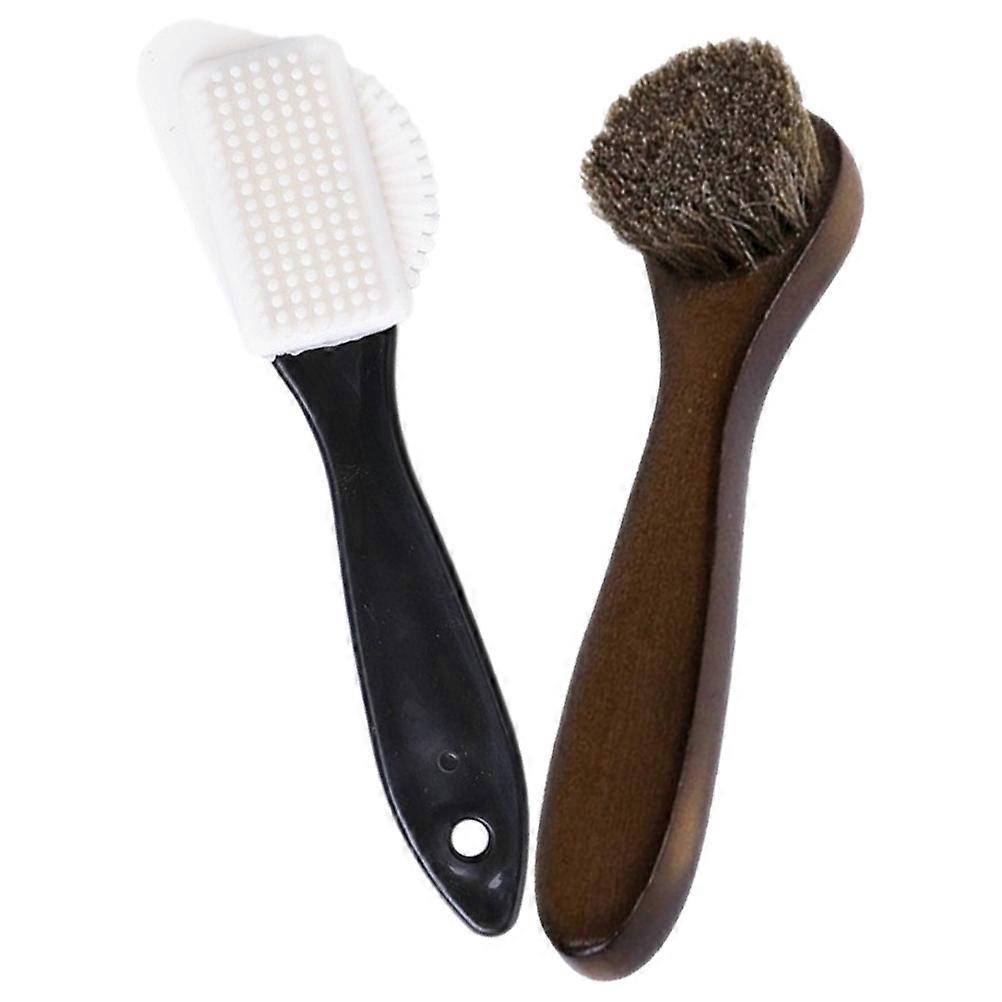 Shoe Polish Brush with Synthetic Bristles for Cleaning and Shining Shoes 2 Pieces Assorted