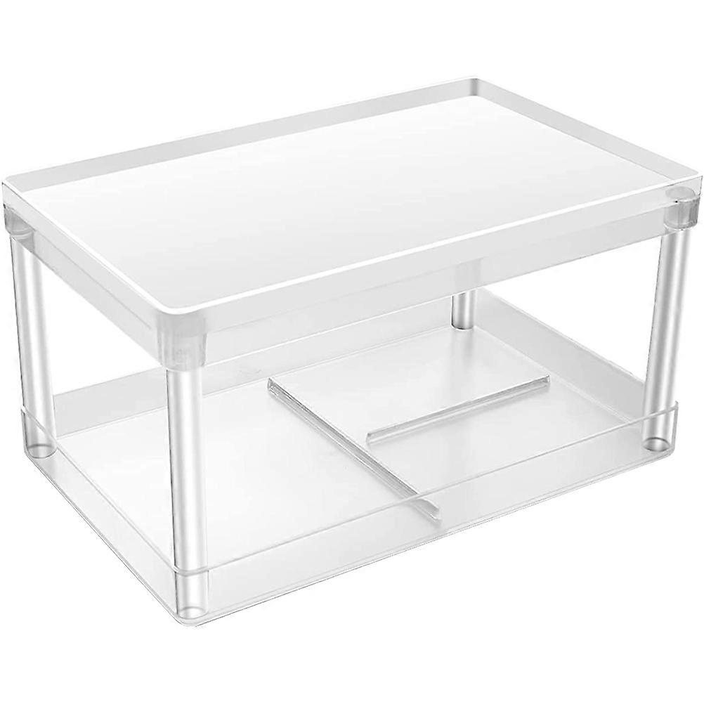 Durable Doublelayer Makeup Organizer Stand for Storage Use with Excellent Workmanship Transparent PP 7.87x5.12x9.45 Inches
