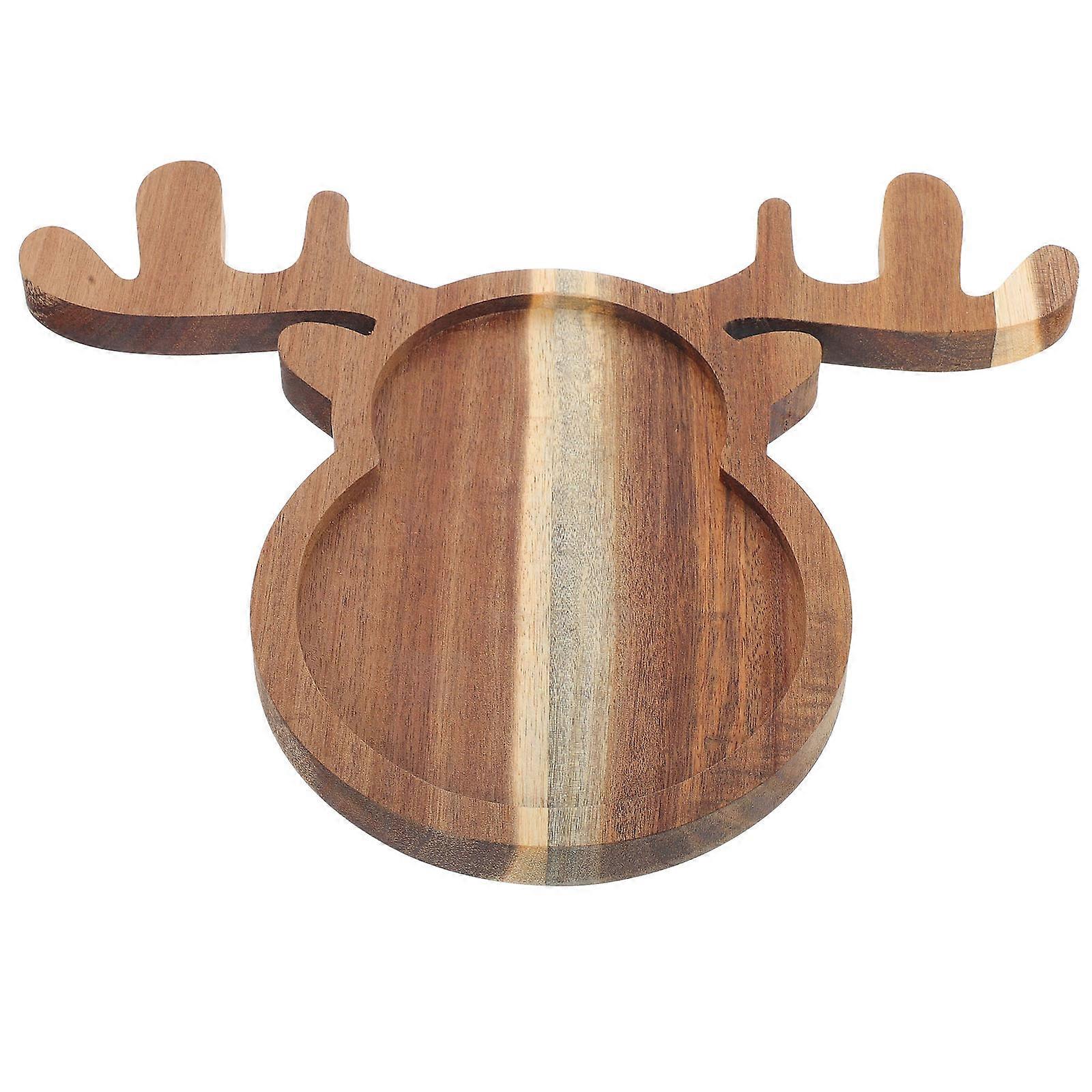 Wooden Christmas Reindeer Serving Tray, Smooth Finish, Easy to Clean, Appetizer Plate, Cheese Charcuterie Board, Cake Tray for Holiday Snacks