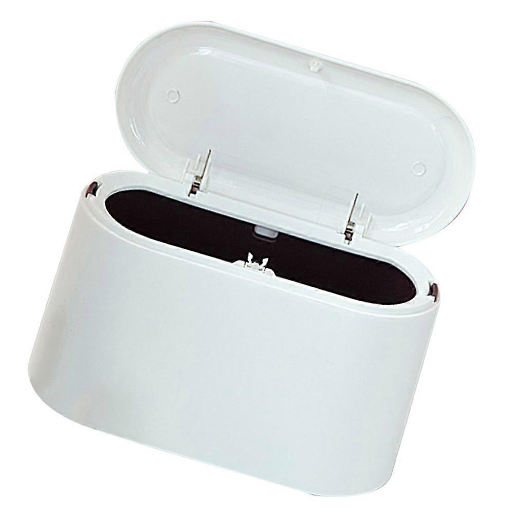 White Press Type Trash Can for Daily Use Handheld and Lightweight with Large Capacity 7.09 Inches