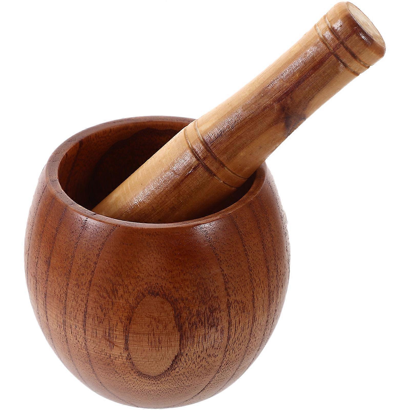 Brown Plastic Garlic Crusher with Pestle Set for Storage Perfect for Spices and Herbs Grinding 1 set