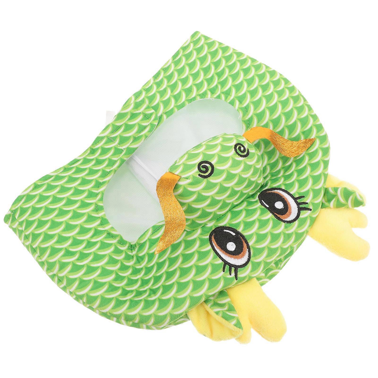 Party Hat Dragon Cap Cartoon Writing For Adults Children Cute Design Exquisitely Handmade Green Polyester 1Set