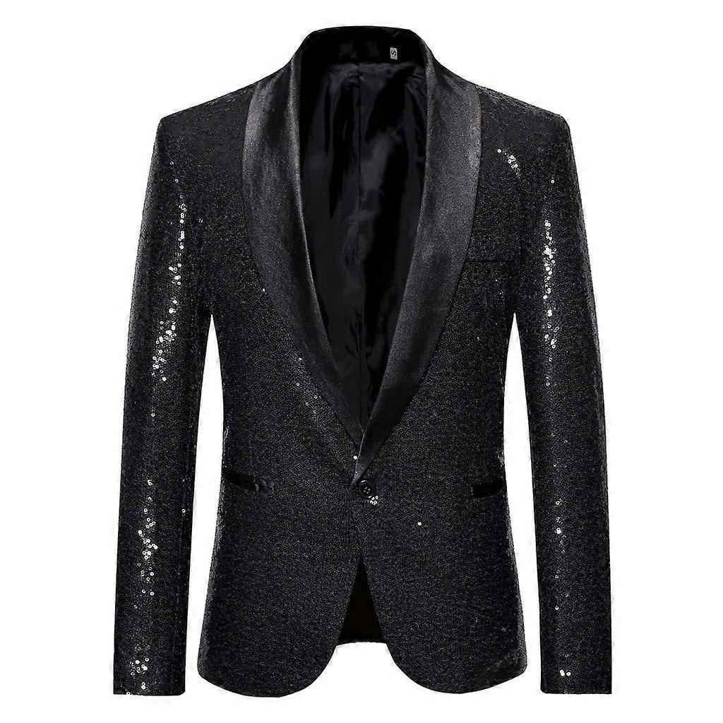 Men's Shiny Blazer Glitter VNeck Suit Jacket Fancy Sequins Tuxedo