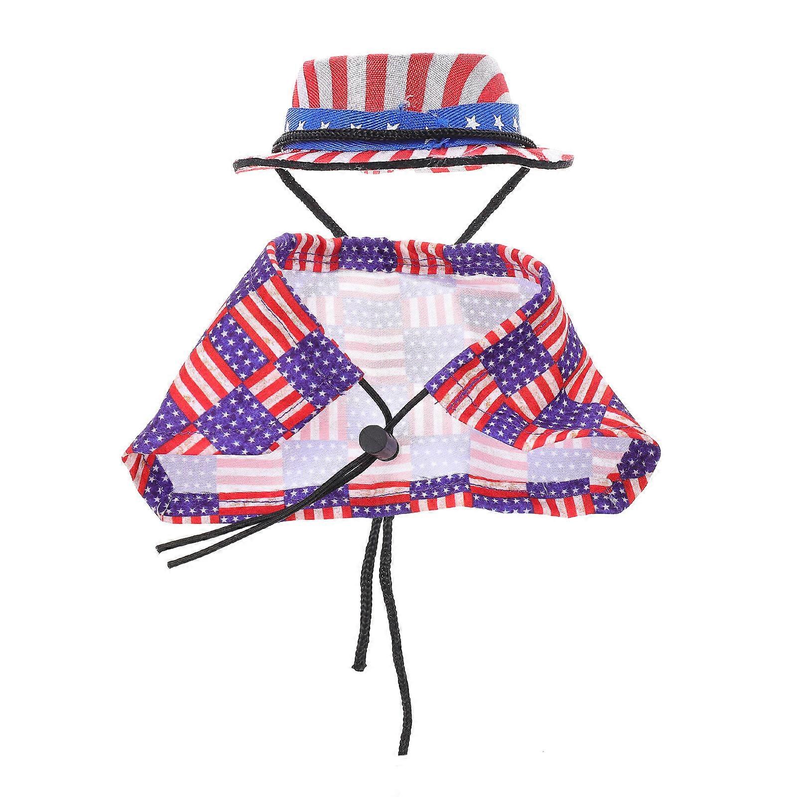 Star Ribbon Hat And Flag Cape For Hamsters And Lizards In Red Wearable Design 1 Set For Pet Owners