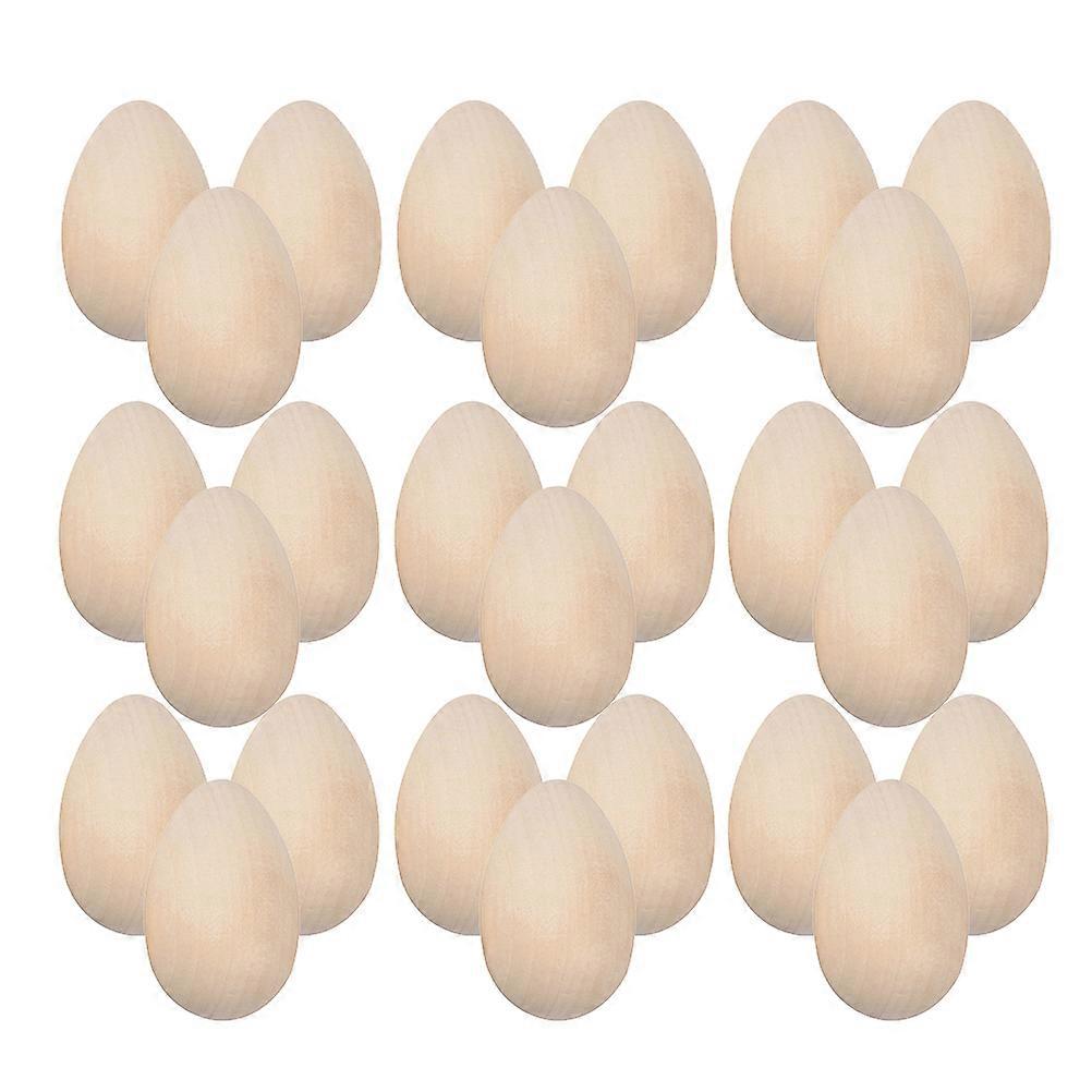 Unpainted Wood Eggs 60Set Great For Easter Party DIY Creativity Enhancing Hand-eye Coordination 3.30X2.10X2.10CM Beige