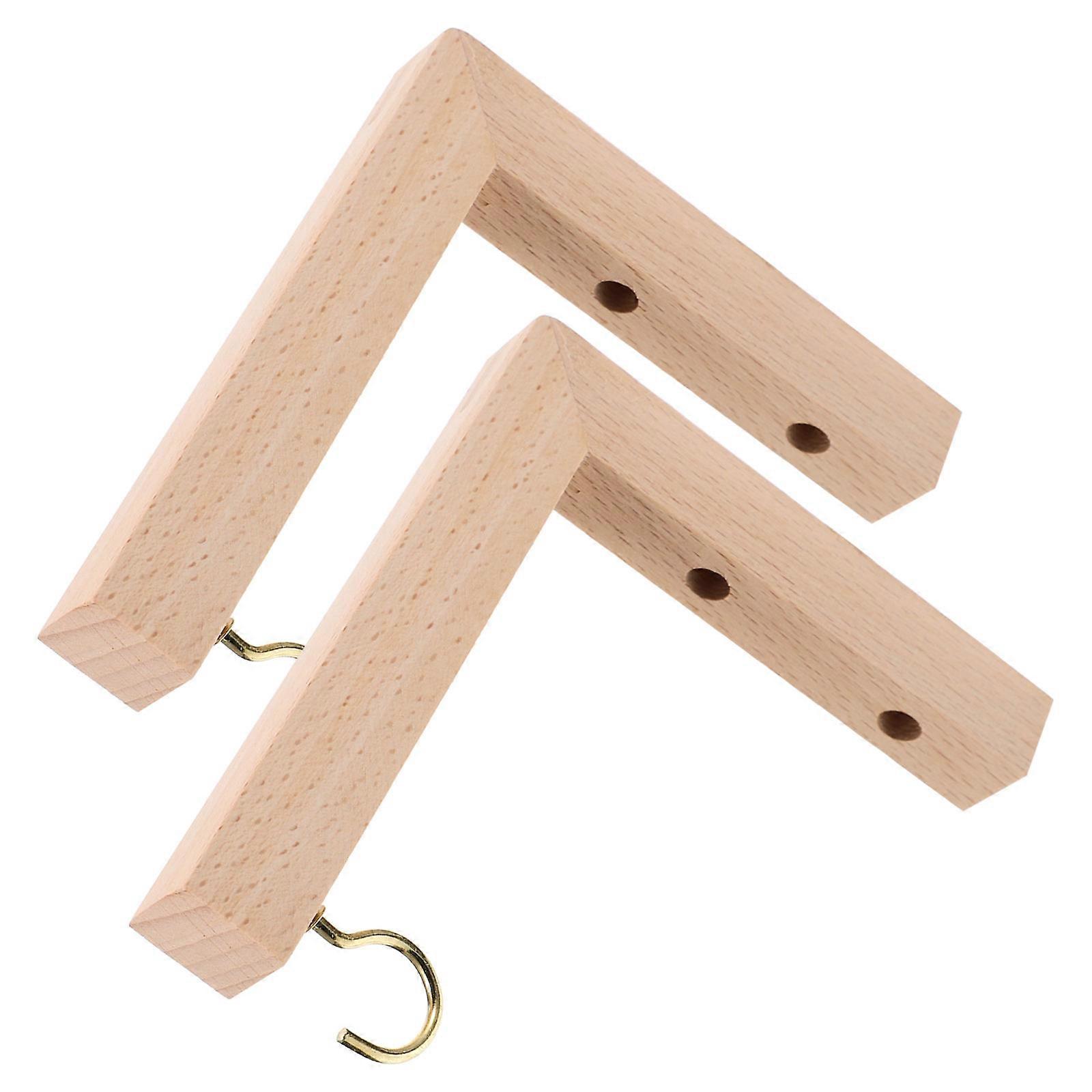Durable Beige Wood Hanging Plant Bracket for Bird Feeders Lanterns and Flower Pots 2pcs Set
