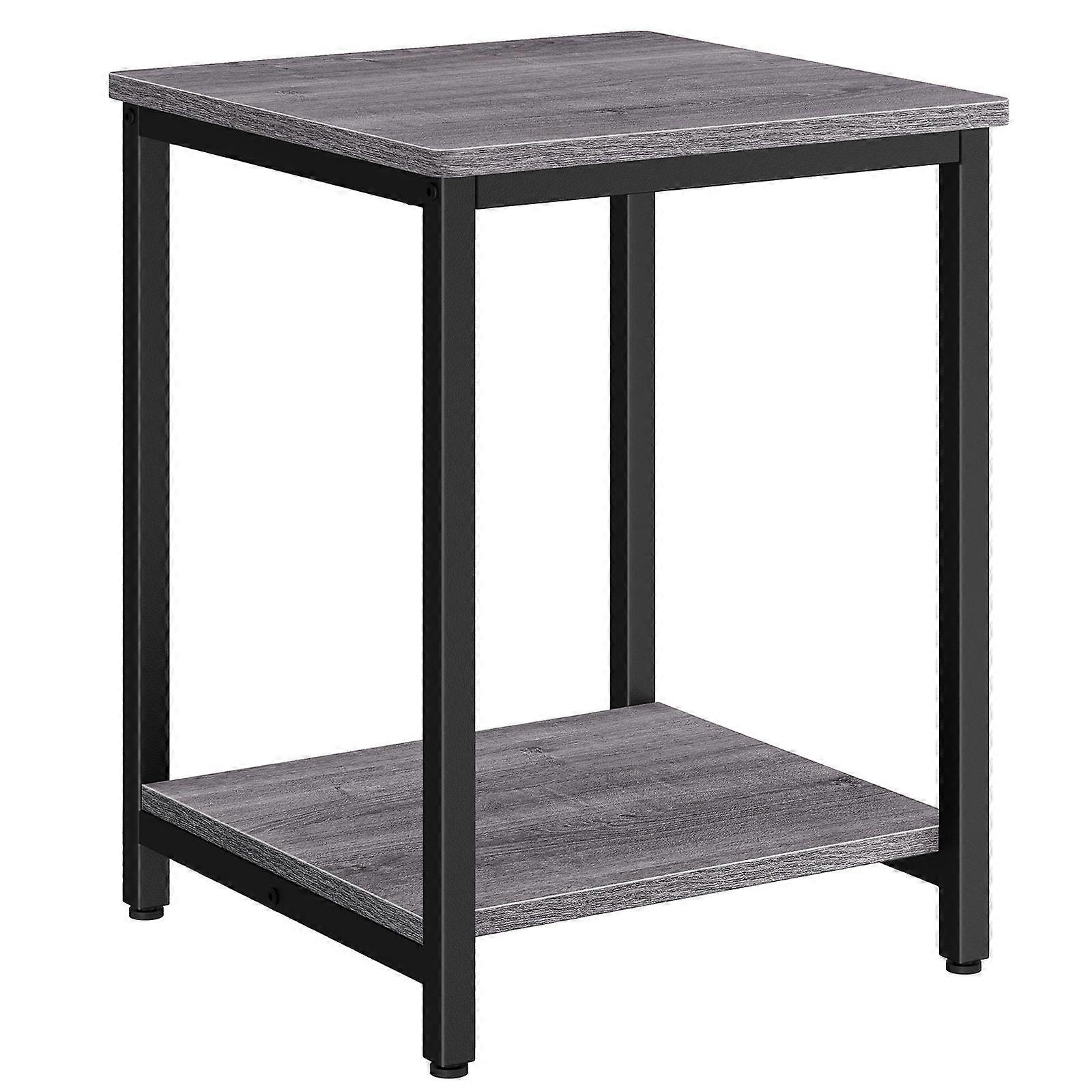 Home Furniture Vintage Square End Table In Dark Gray For Living Room And Bedroom With Easy Assembly 1 Set